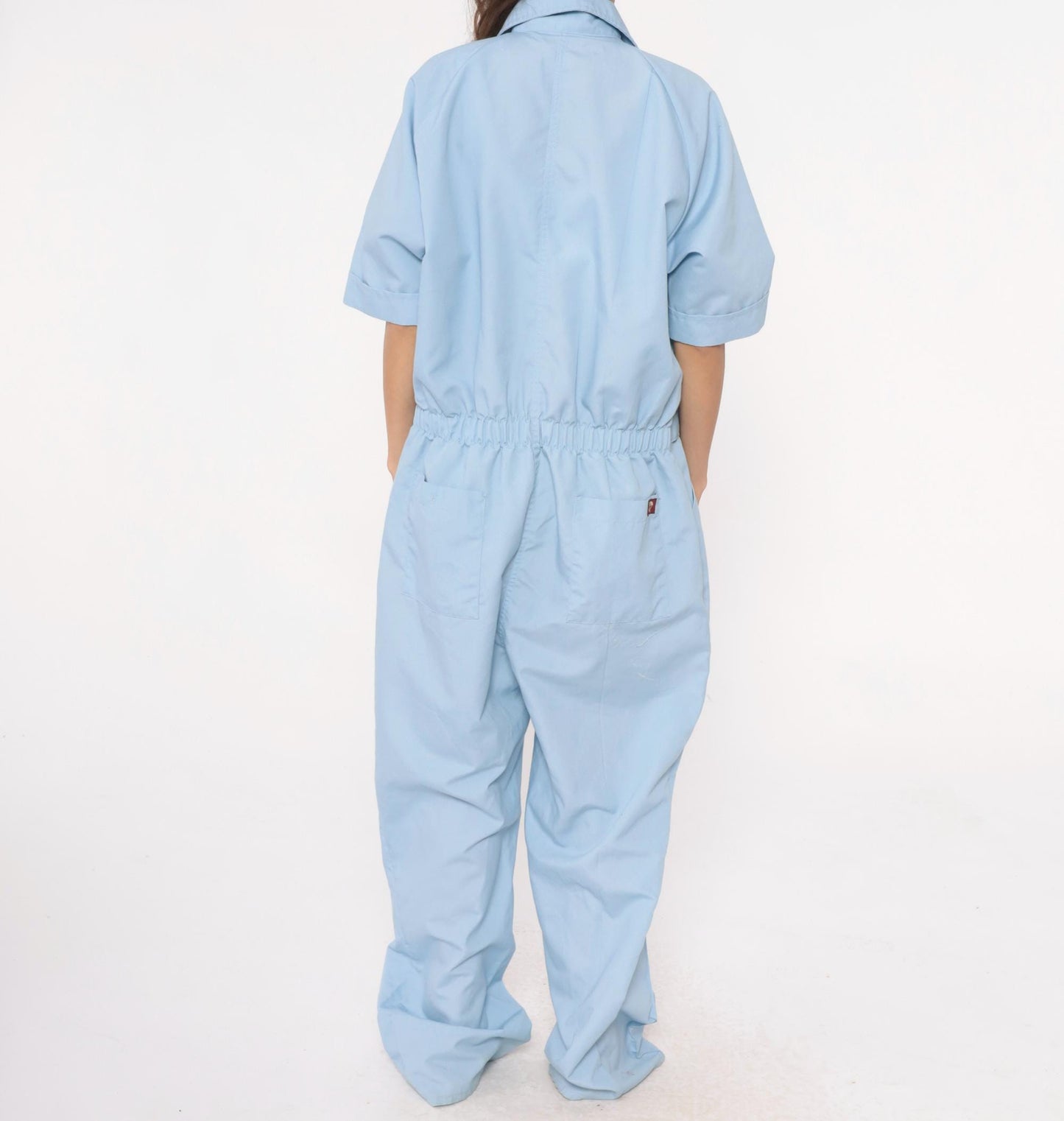 Parasuit Light Blue Jumpsuit Utility Coverall Belted Collar Large