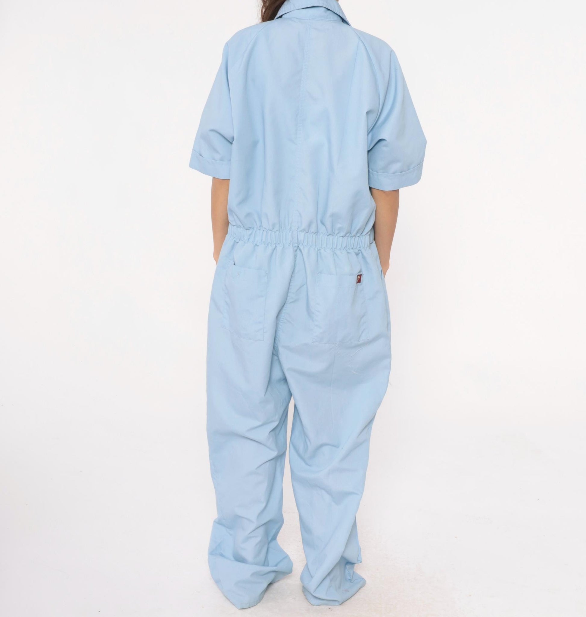 Parasuit Light Blue Jumpsuit Utility Coverall Belted Collar Large