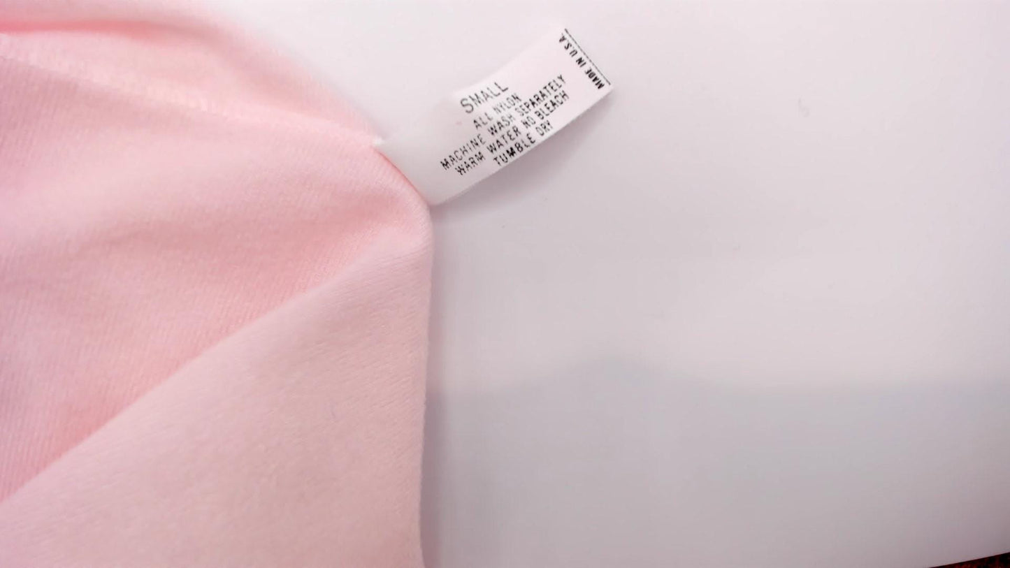 80s Shadowline Nylon Blouse Peter Pan Collar Embroidered Floral Pink Small