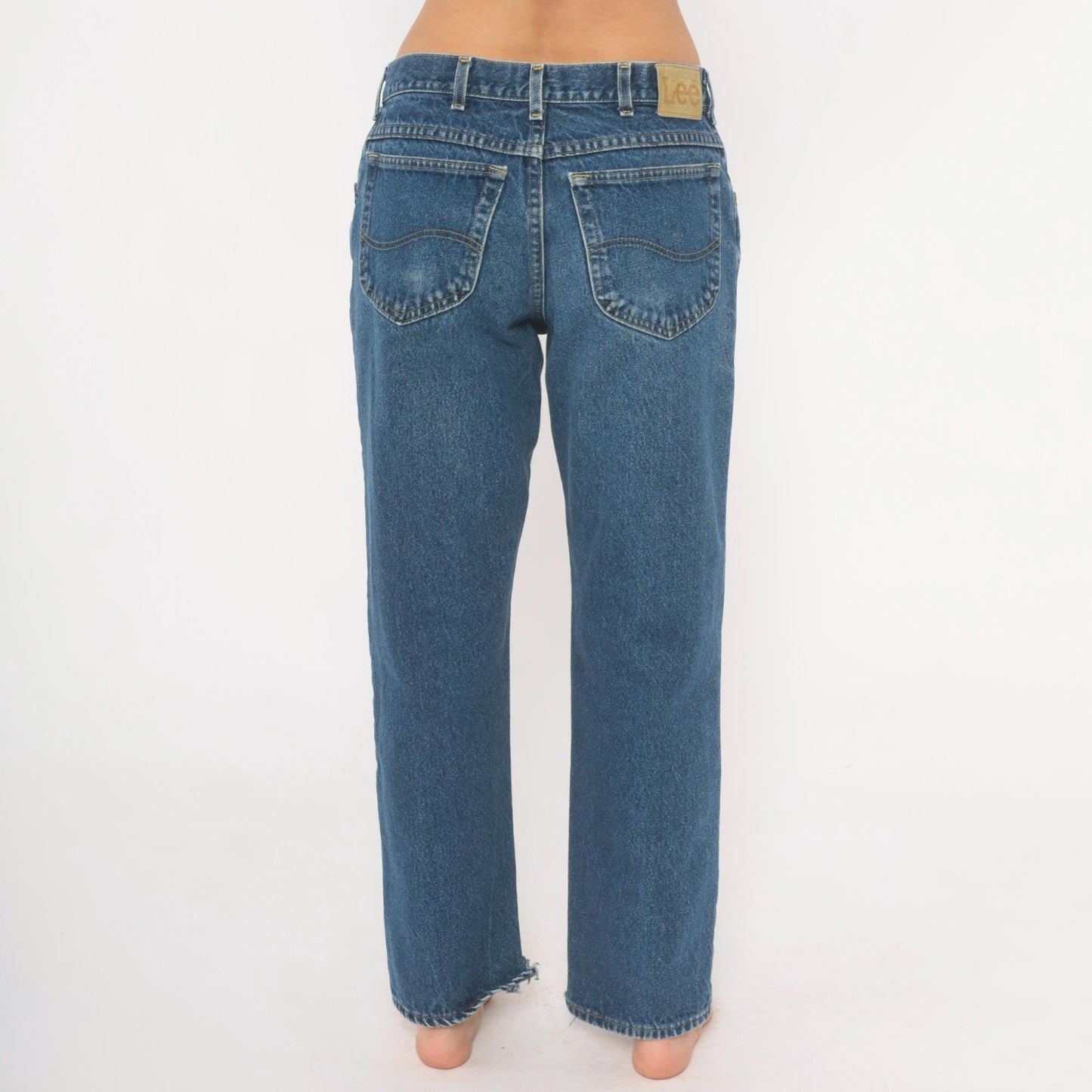 90s Lee Mom Jeans Stonewash Blue Denim Straight Leg Mid Rise Medium 33