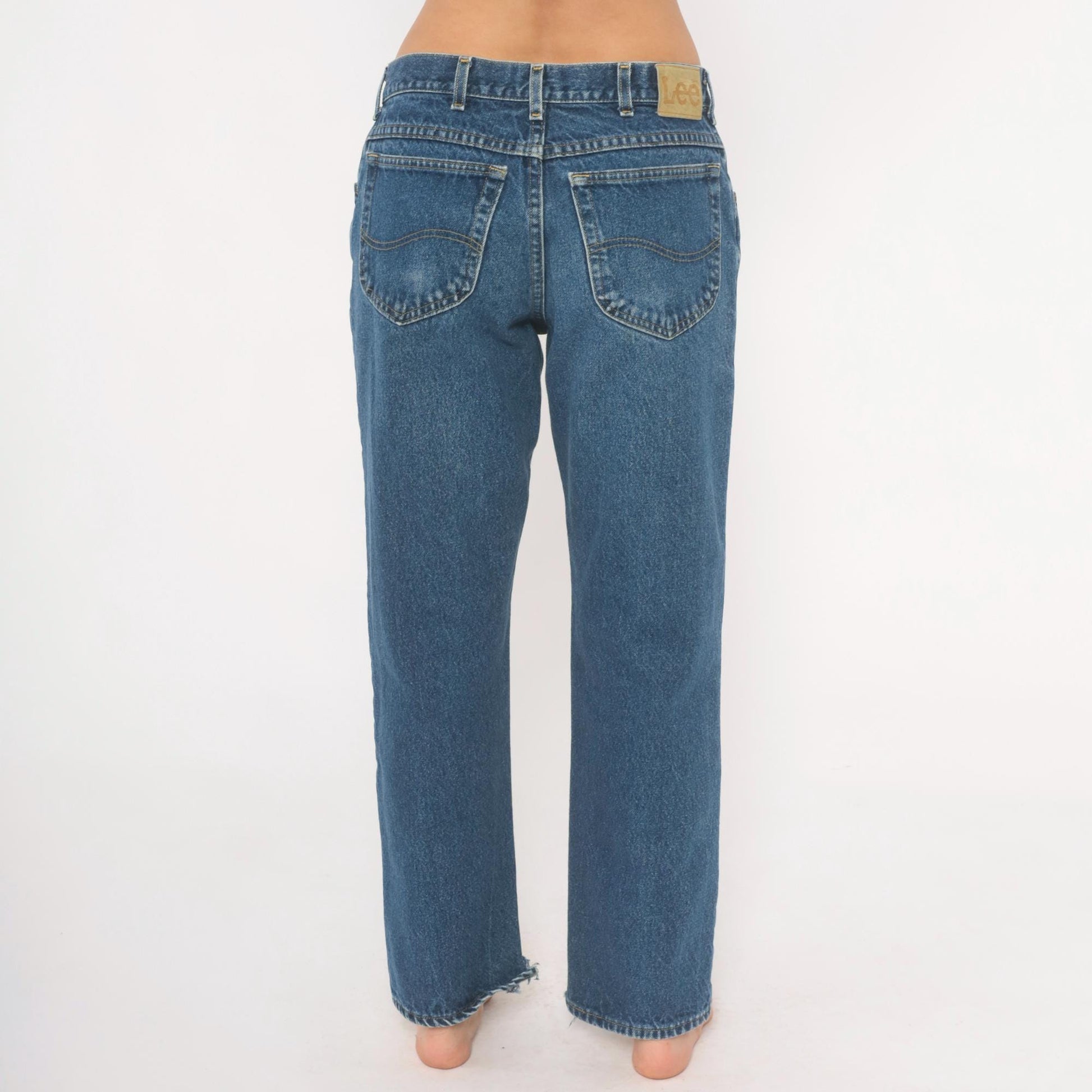 90s Lee Mom Jeans Stonewash Blue Denim Straight Leg Mid Rise Medium 33