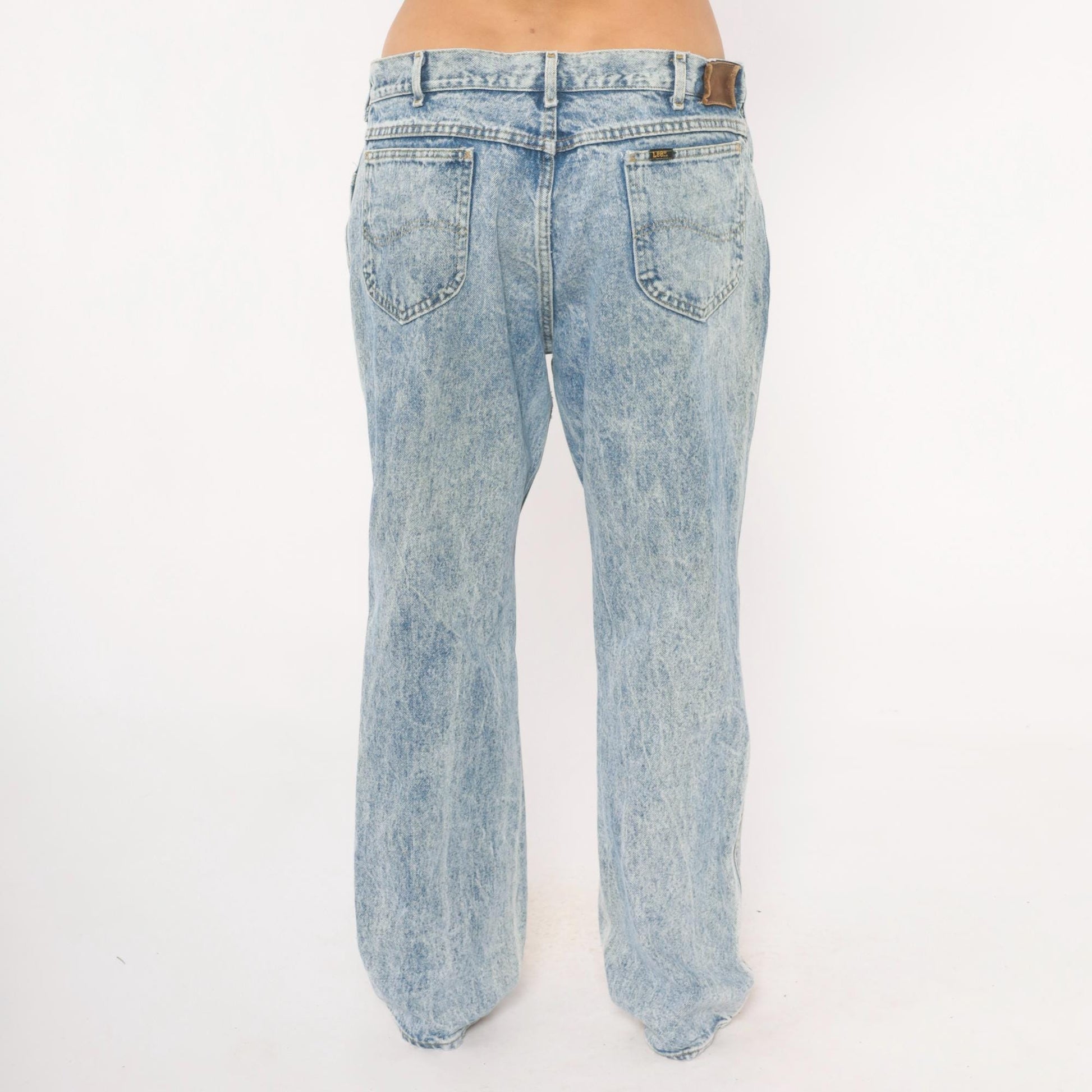 90s Lee Acid Wash Jeans Straight Leg Light Blue Stone Washed 38x32