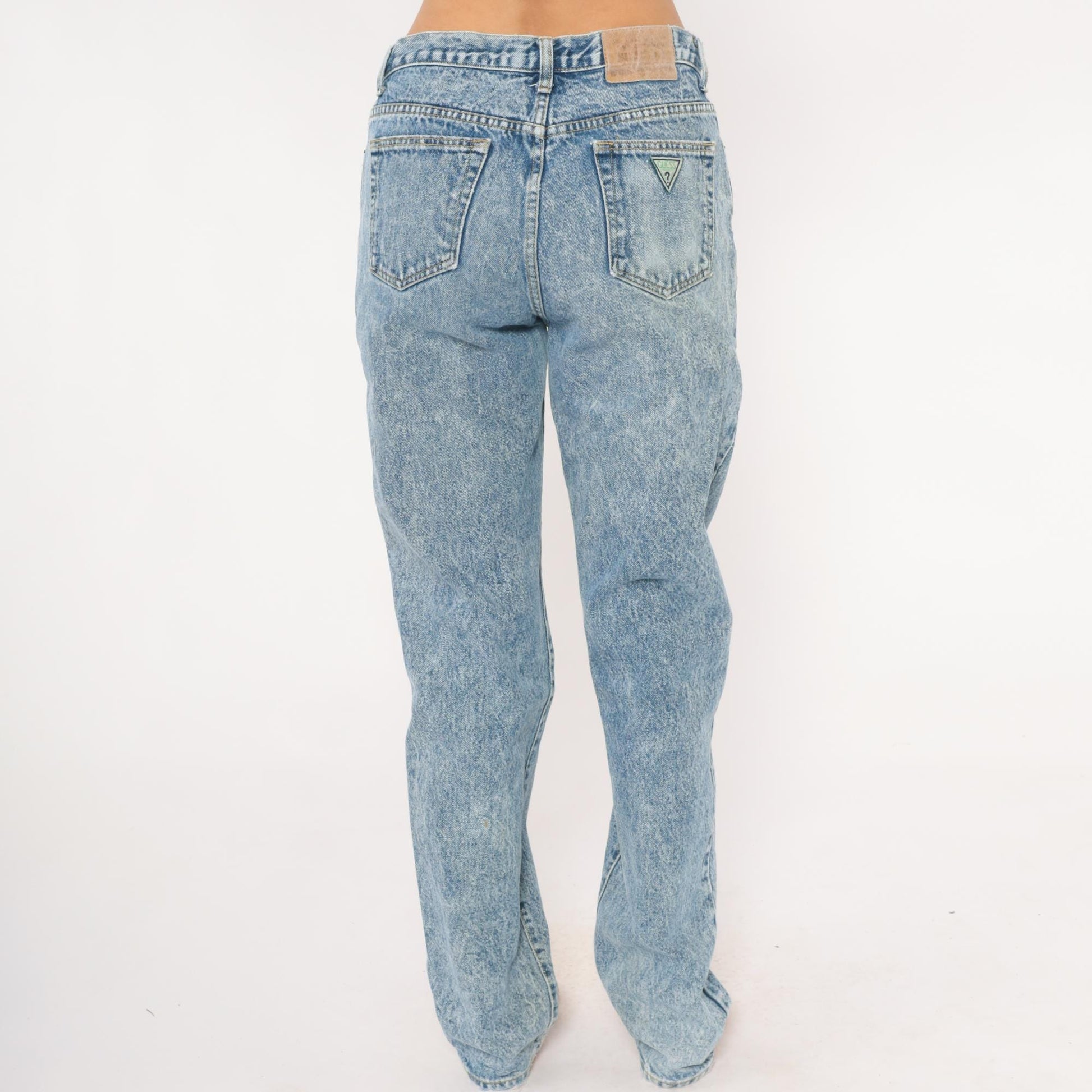 90s Georges Marciano Guess Acid Wash High Waisted Mom Jeans Blue 34