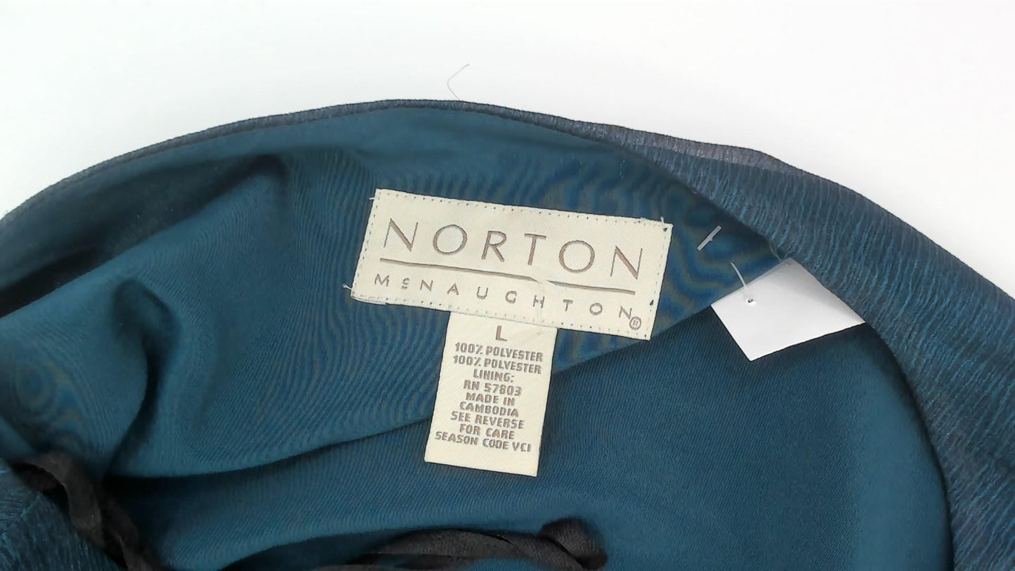 90s Norton Teal Leaf Print Sleeveless Sheath Dress Knee Length Large L