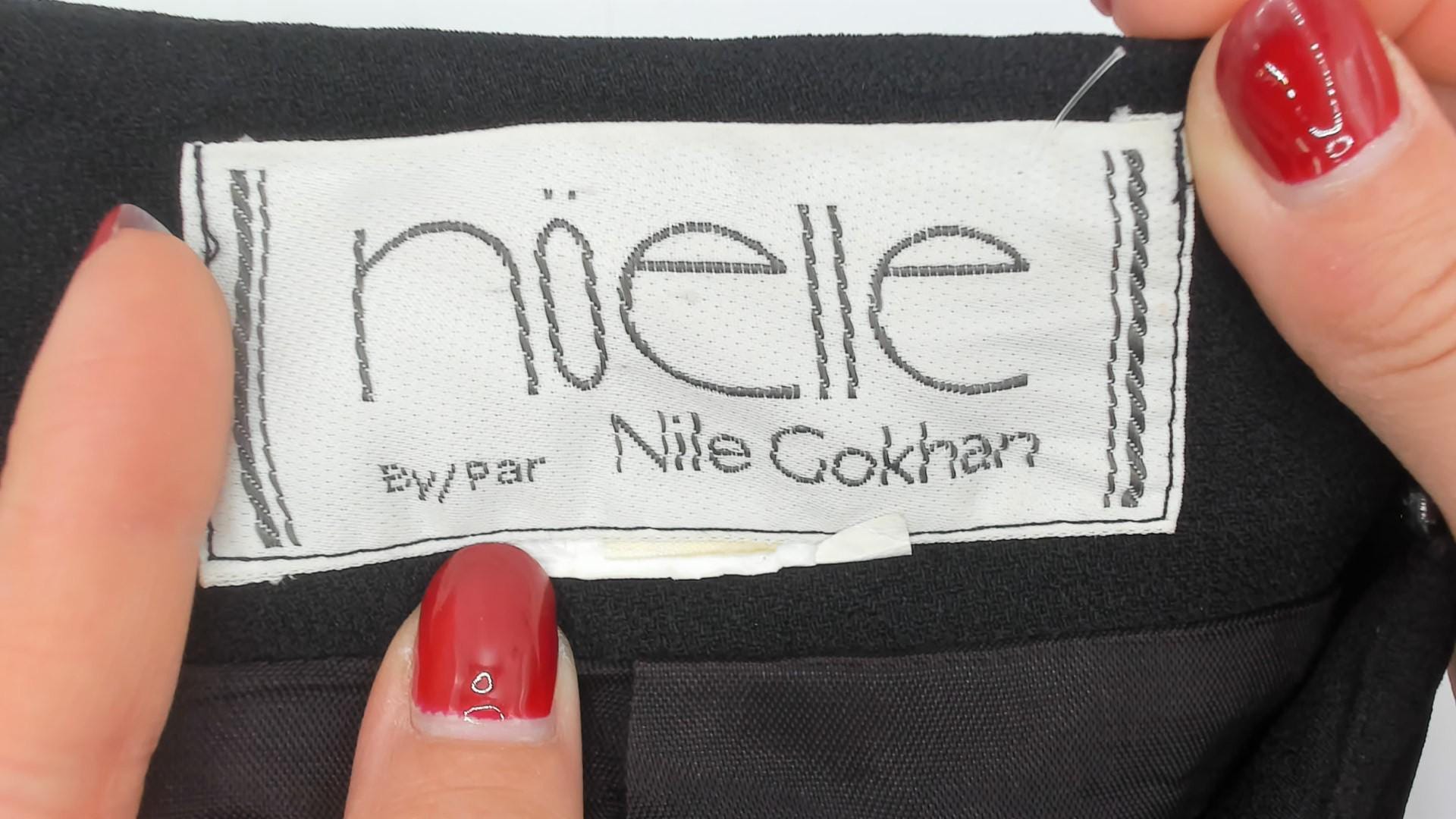 90s Noelle Black Pencil Skirt Midi High Waist Back Zip Small S
