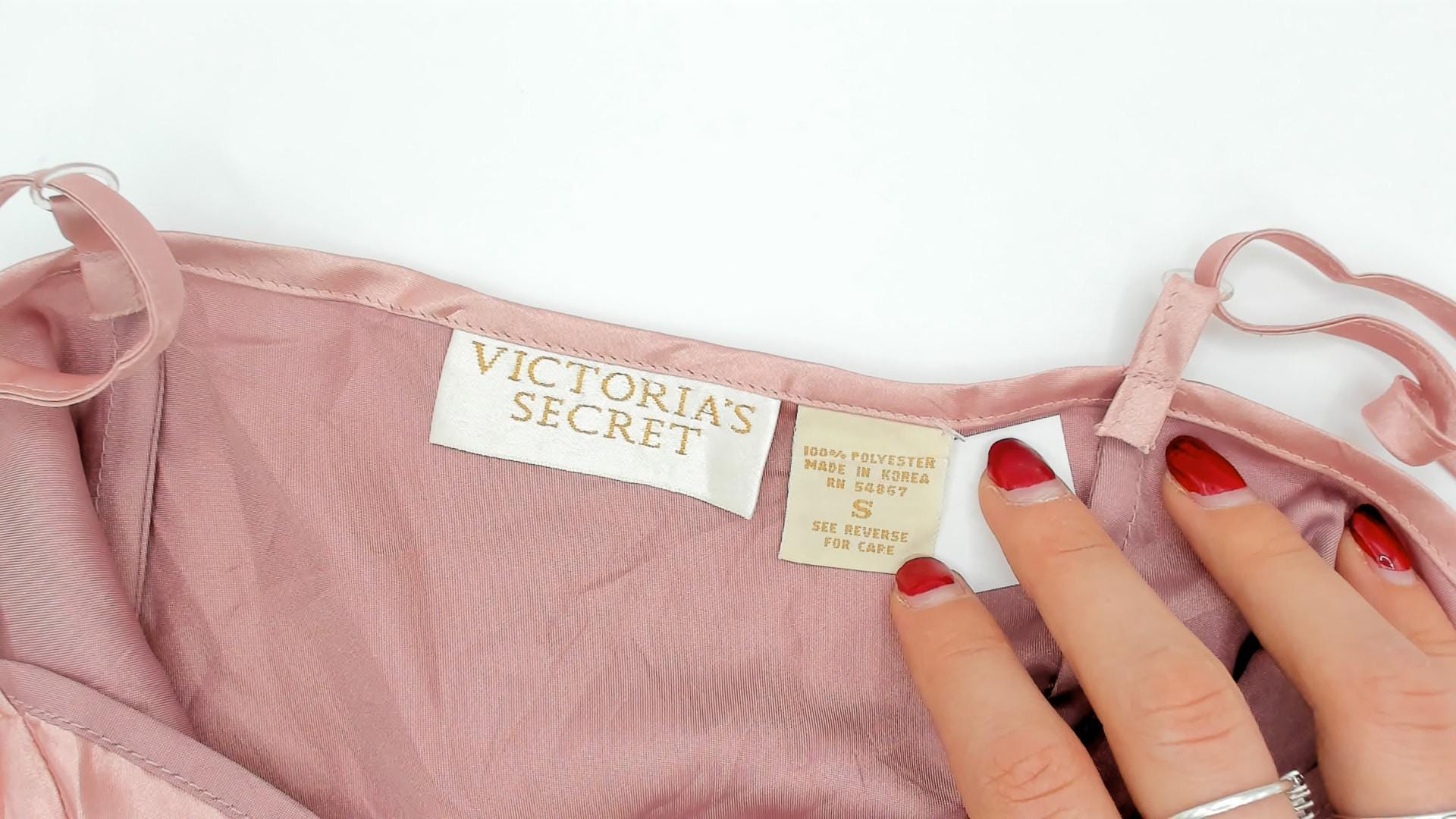 90s Victoria's Secret Pink Satin Slip Dress Deep V Mesh Insert Small