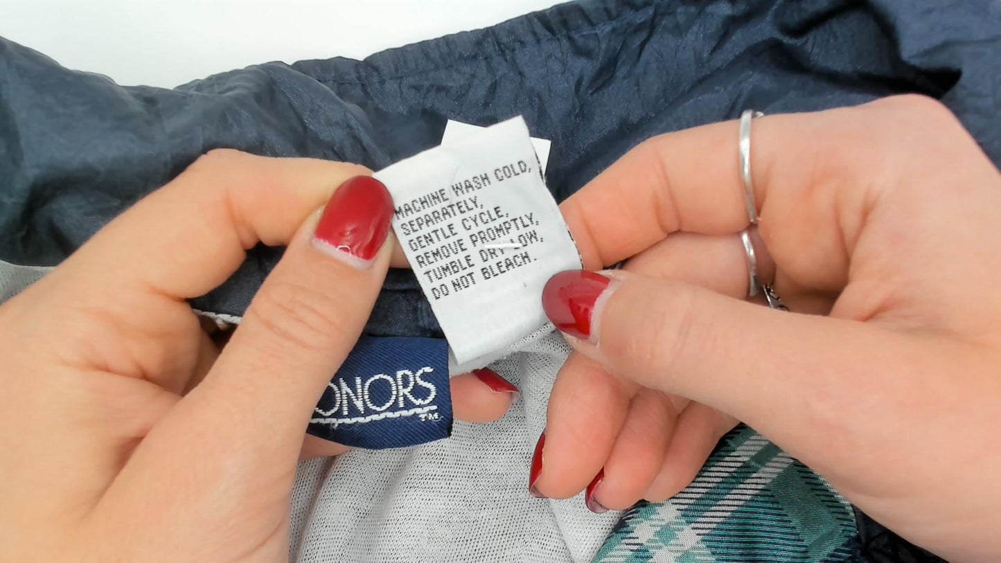 90s Honors Green Plaid Windbreaker Jacket Navy Colorblock Nylon Extra Large XL