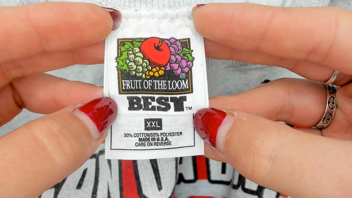 90s Fruit of the Loom Graphic Sweatshirt Grey Sarcastic Quote Crewneck Extra Large XXL