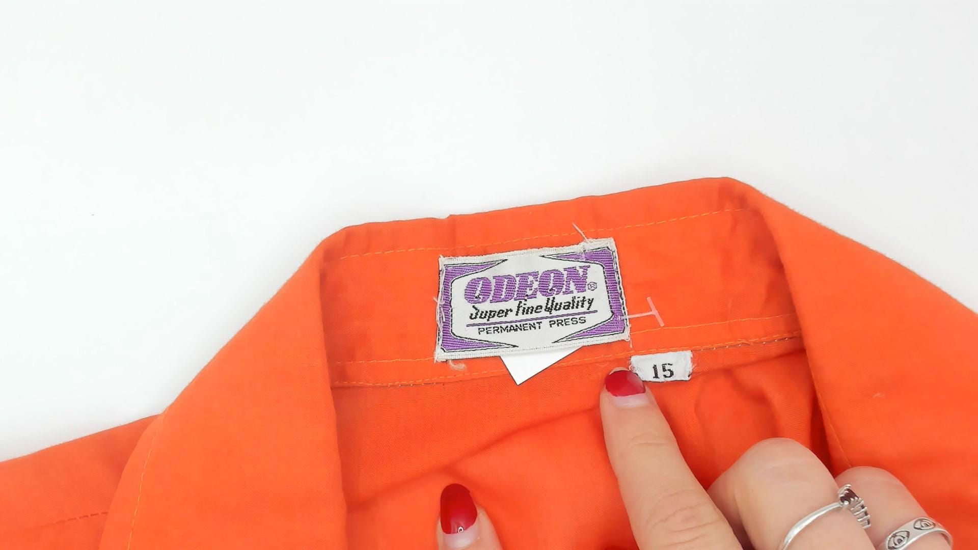 70s Odeon Burnt Orange Button-Up Shirt Pointed Collar Short Sleeve Medium