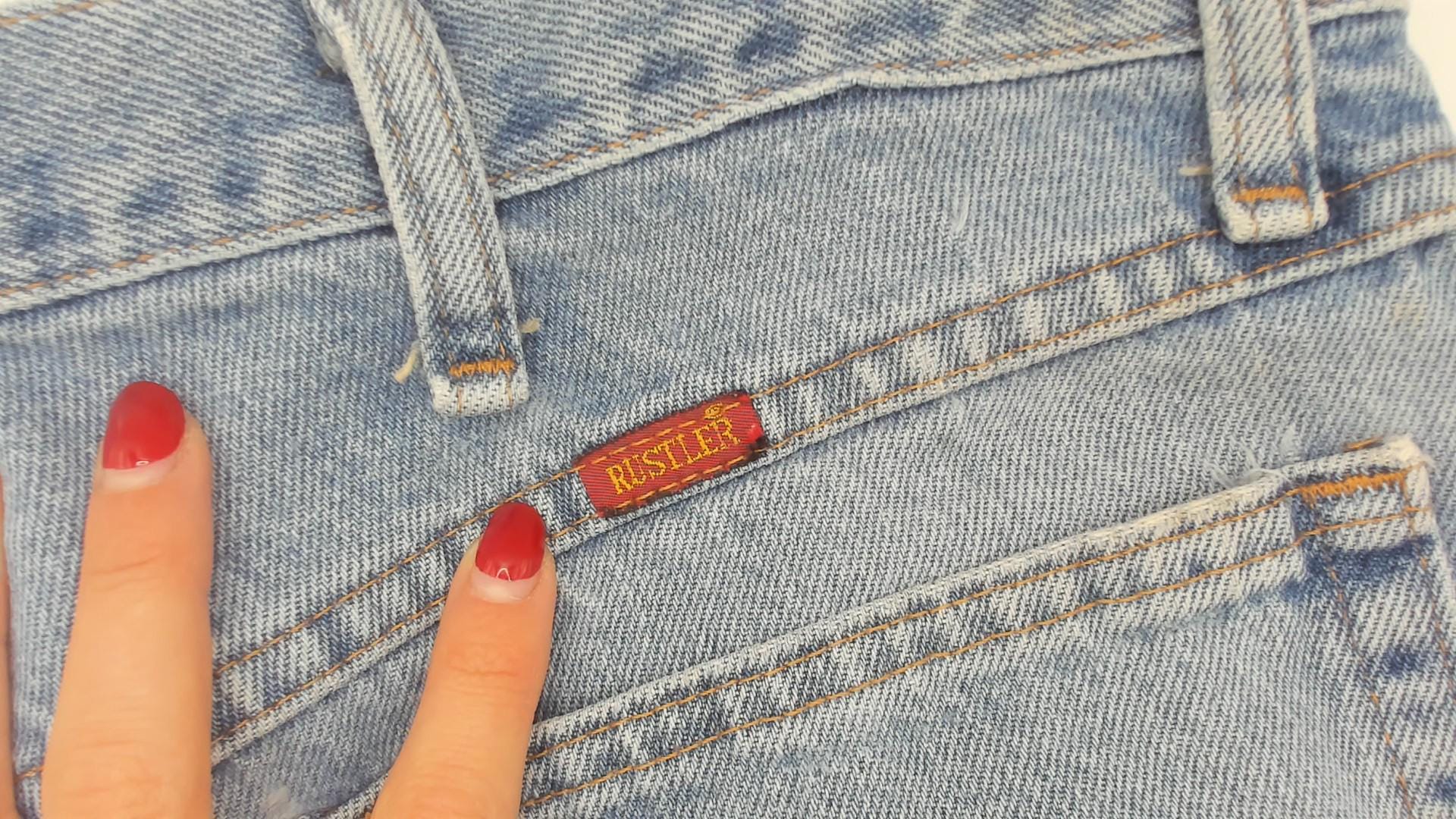 00s Rustler Light Wash Straight Leg Jeans Distressed Blue Denim 36x30