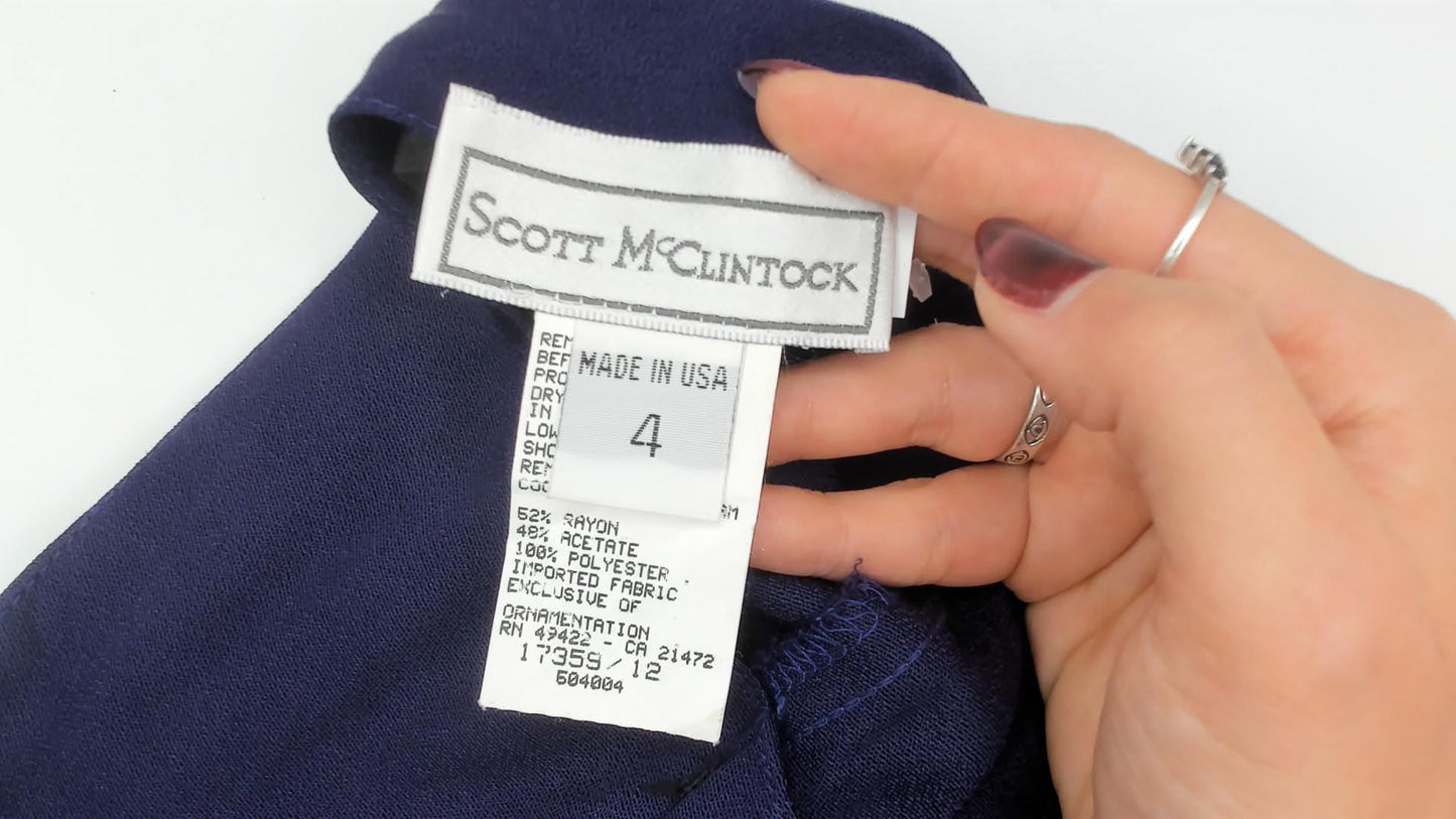 90s Scott McClintock Purple Sheath Dress Open Back Midi Plum Extra Small XS