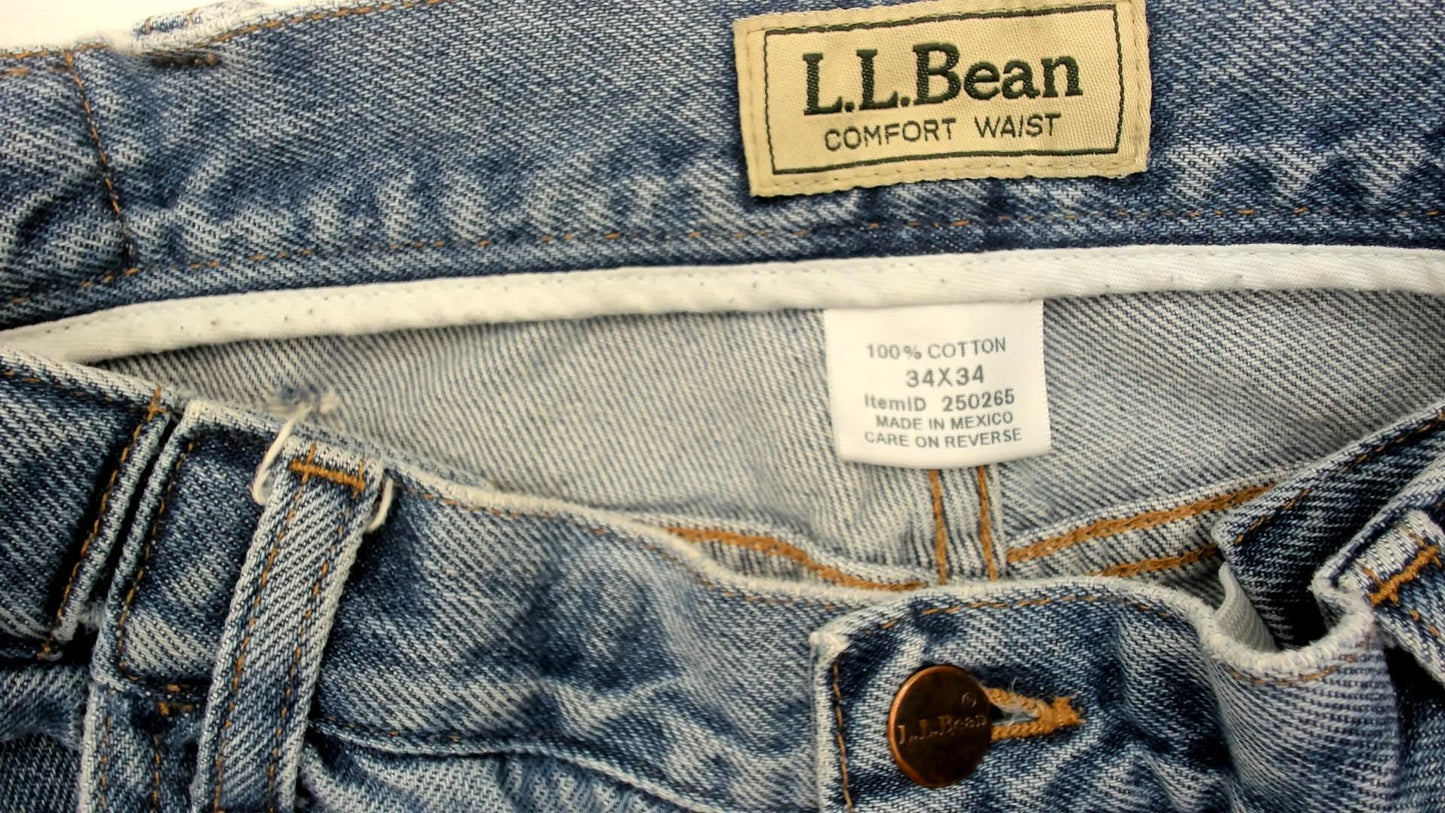 90s L.L. Bean Light Wash Straight Leg Jeans Cotton Mid Rise 34x34