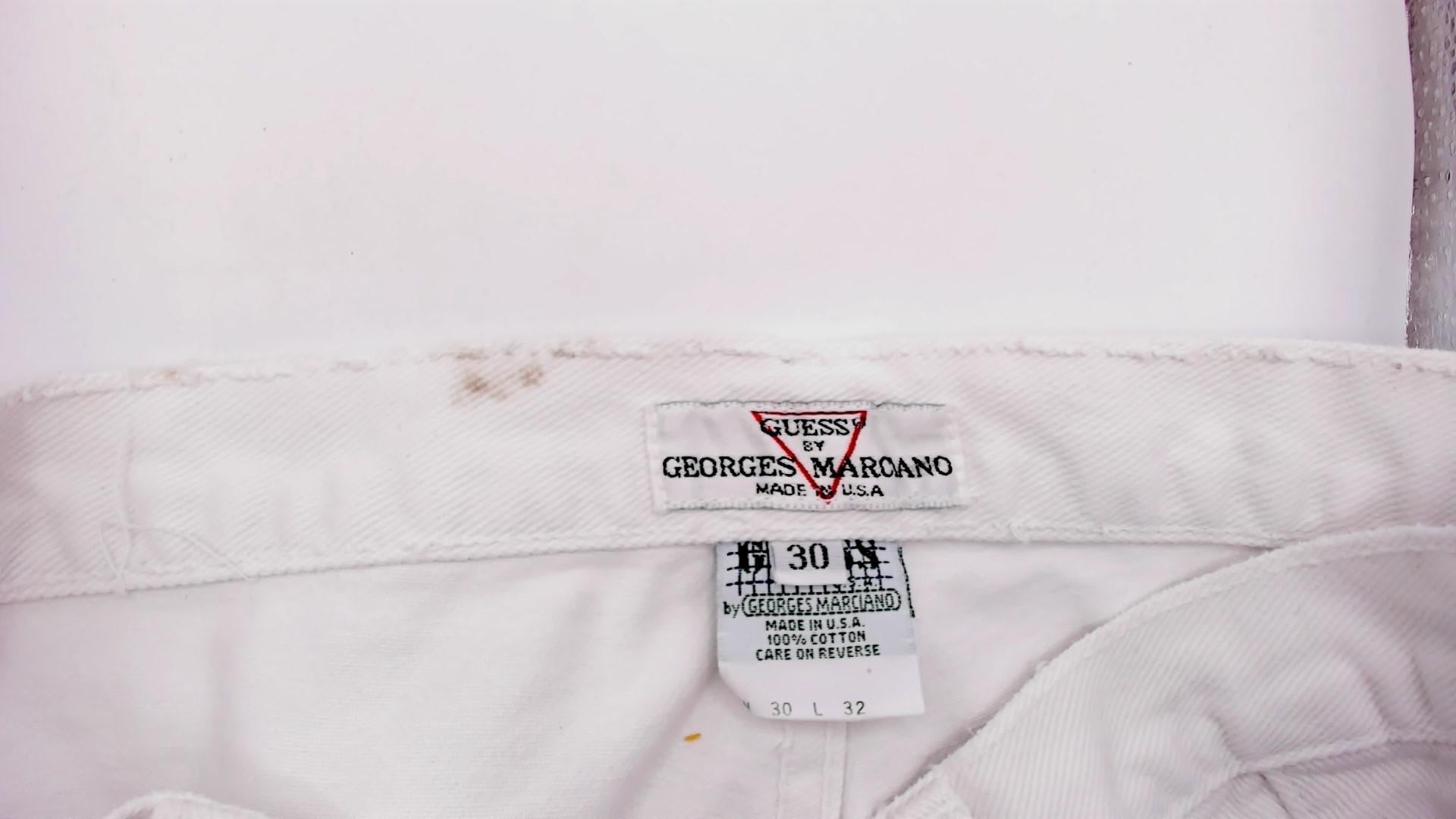 90s Guess High-Waisted Straight Leg Jeans White Denim Womens 30