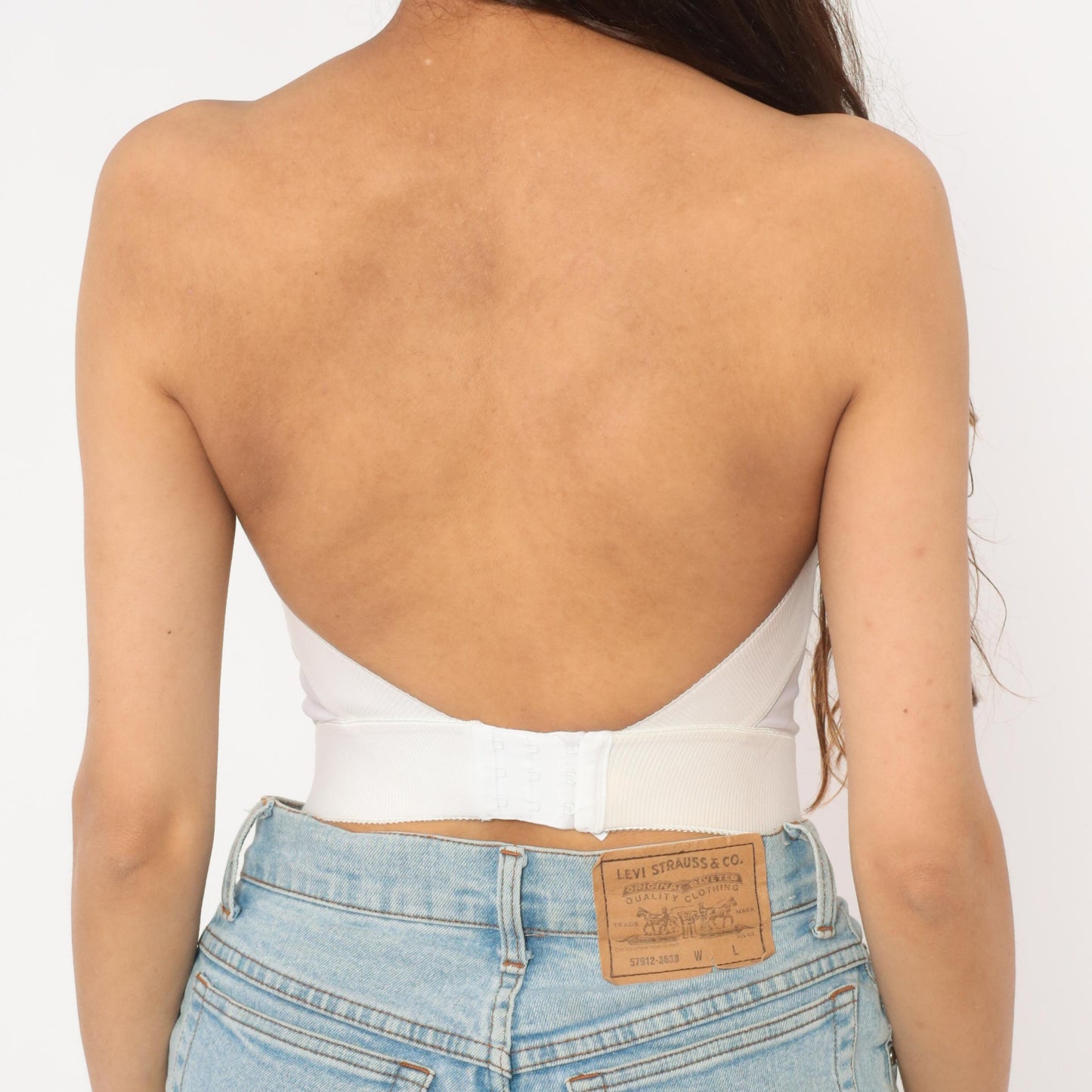 Wonderbra White Satin Bustier Strapless Sweetheart Crop 34C