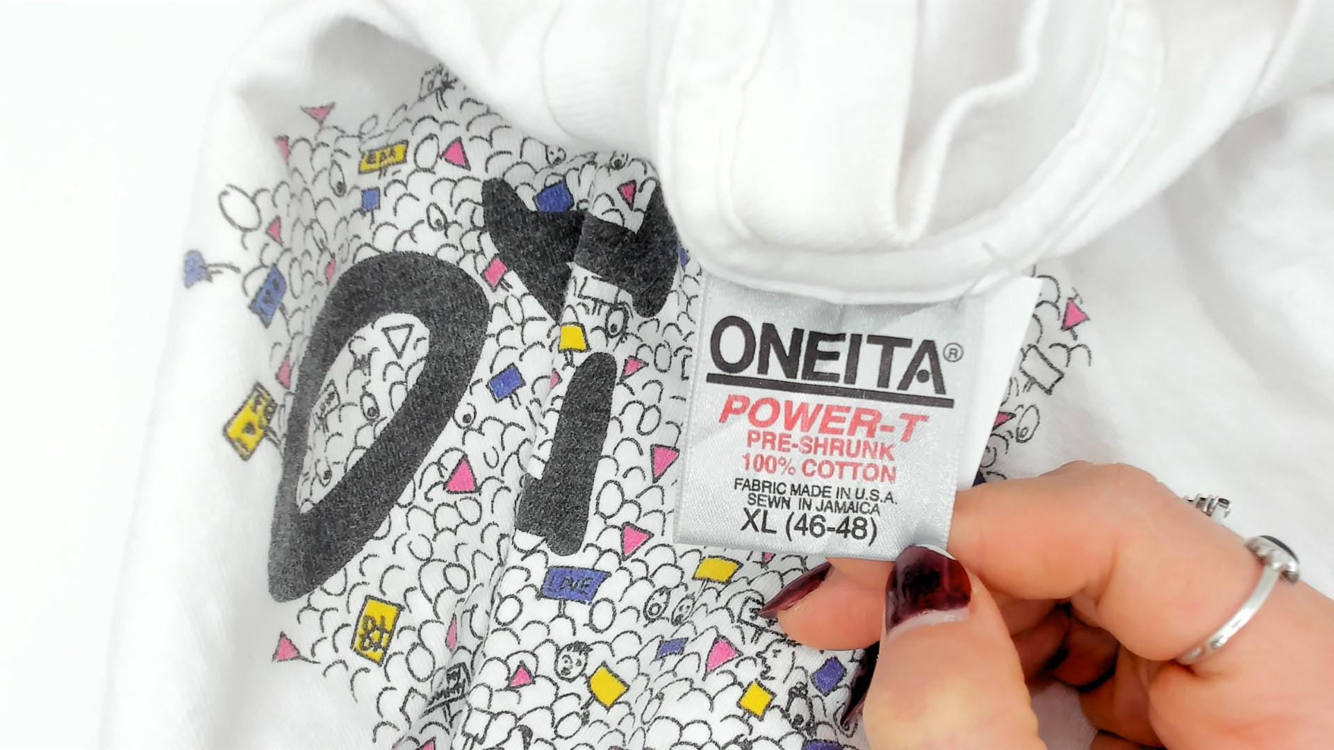 90s Oneita One In A Million DC 93 Crowd Graphic Tee White Cotton Extra Large XL