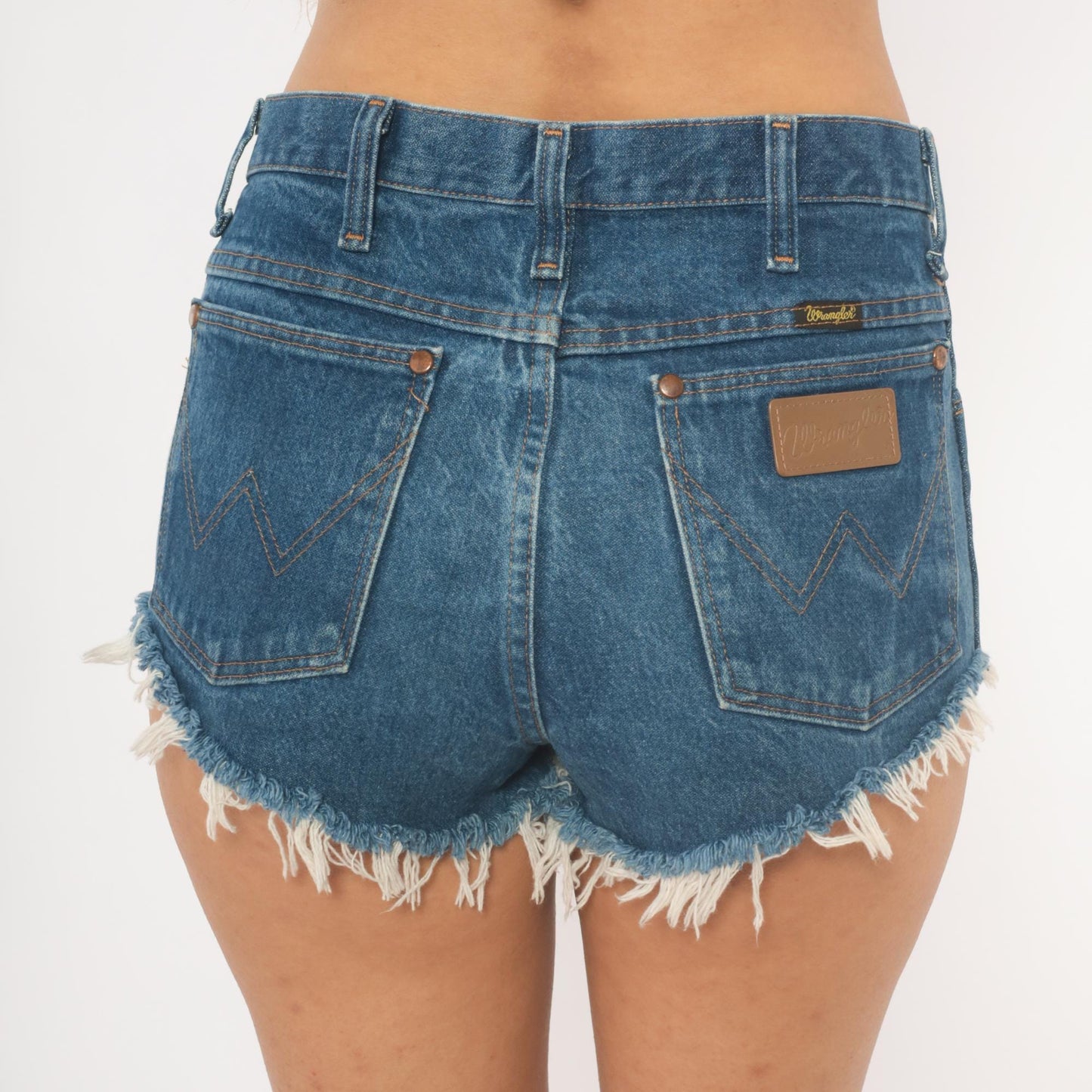 90s Wrangler Cutoff Denim Shorts High Waisted Blue Cotton Frayed Small S