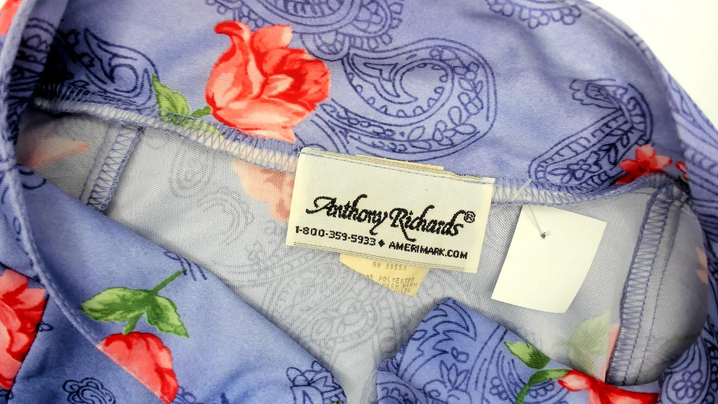90s Anthony Richards Periwinkle Floral Kaftan Maxi Loungewear Plus Size XXL