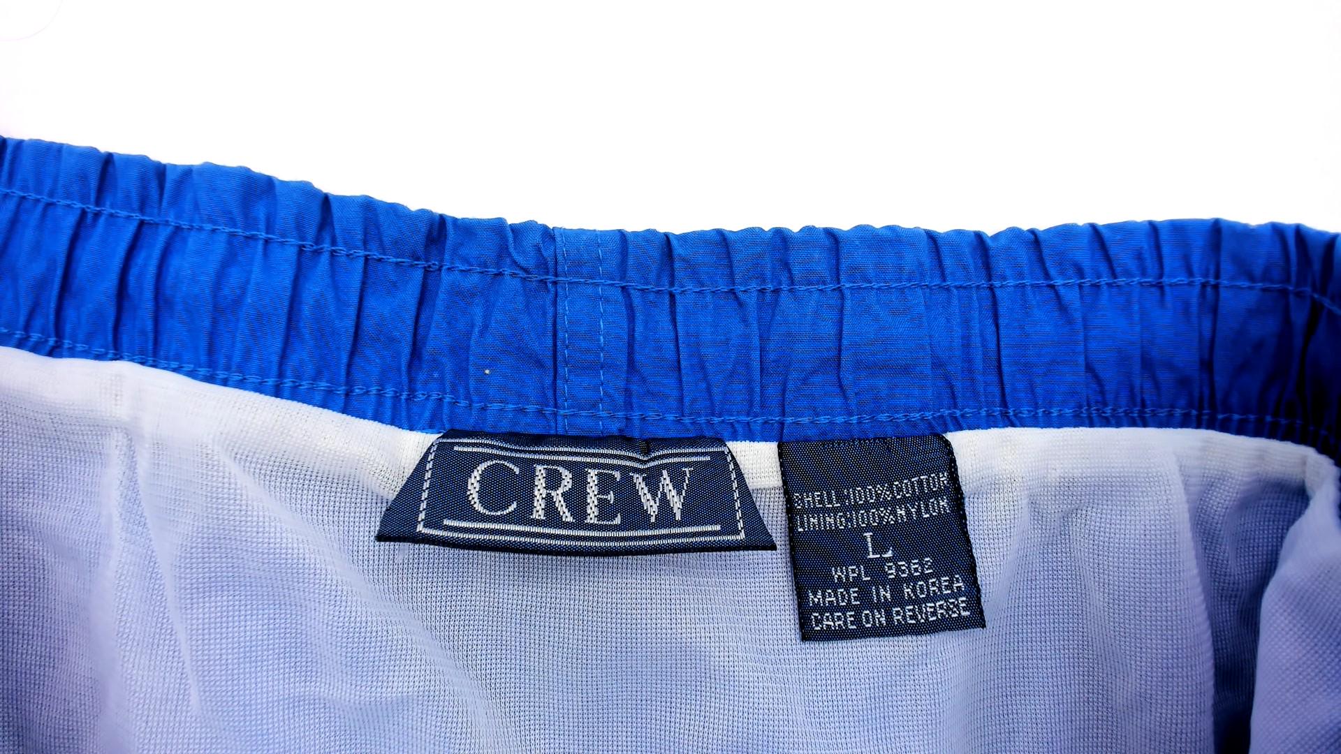 90s Crew Royal Blue Swim Trunks Cotton Elastic Waist Shorts Large L