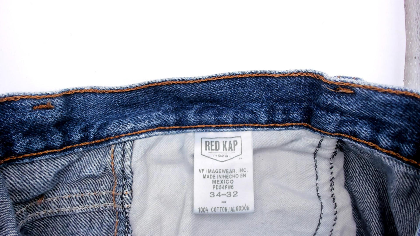 Red Kap Workwear Jeans 2000s Distressed Denim Straight Leg Blue Faded Wash Medium