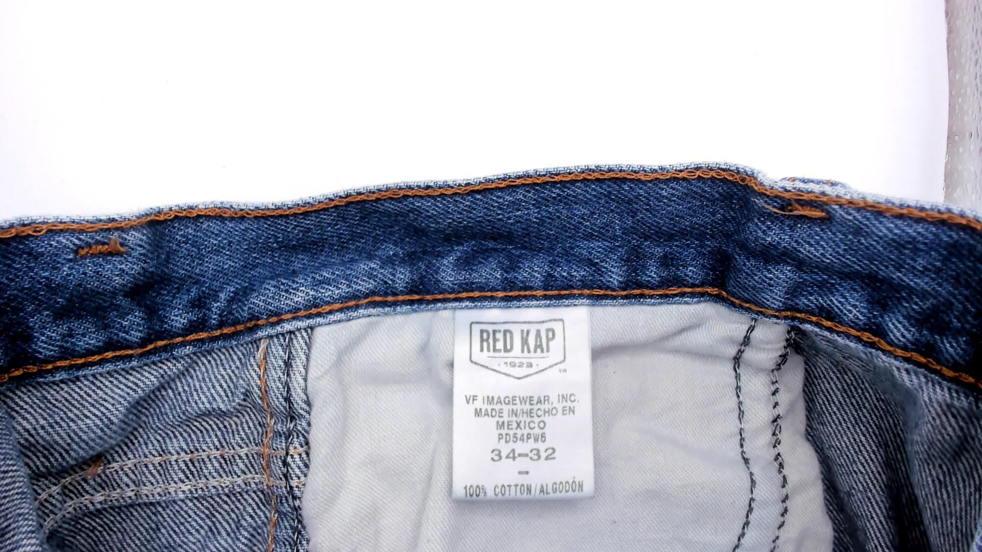 Red Kap Workwear Jeans 2000s Distressed Denim Straight Leg Blue Faded Wash Medium