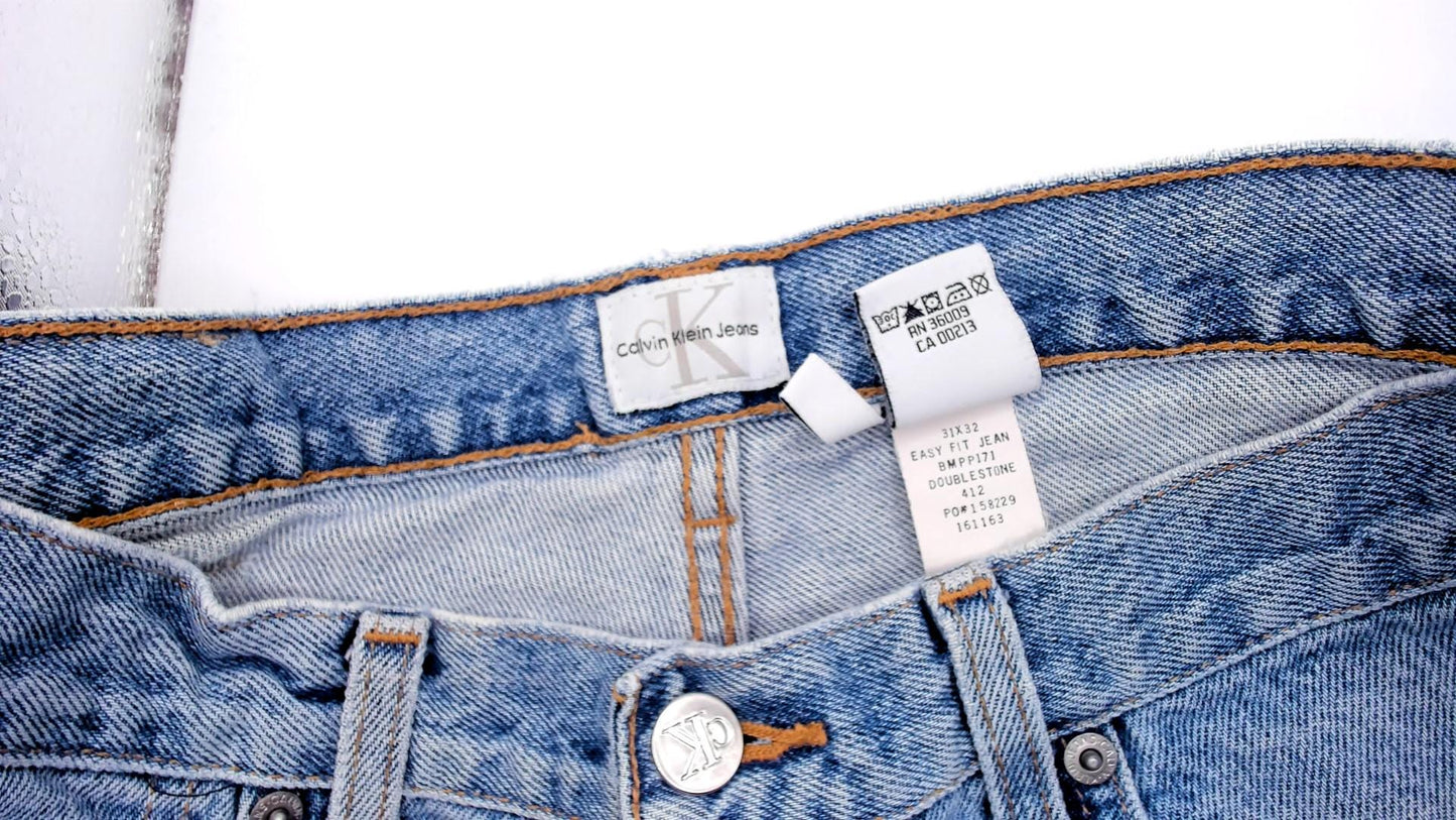 Calvin Klein Light Wash Straight Leg Jeans 00s Distressed Ankle Denim Medium