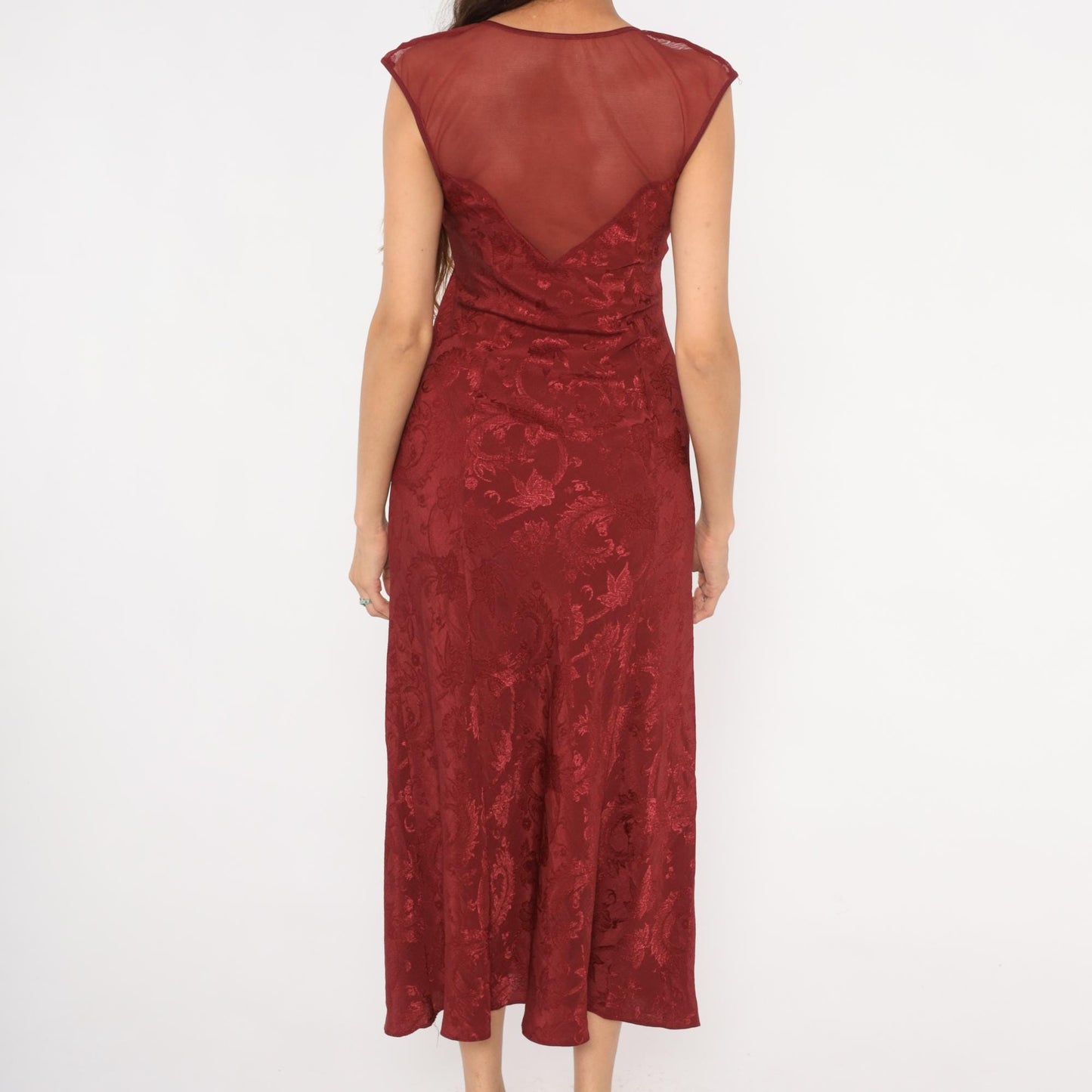 90s Victoria's Secret Burgundy Velvet Slip Dress Sweetheart Neckline Small S