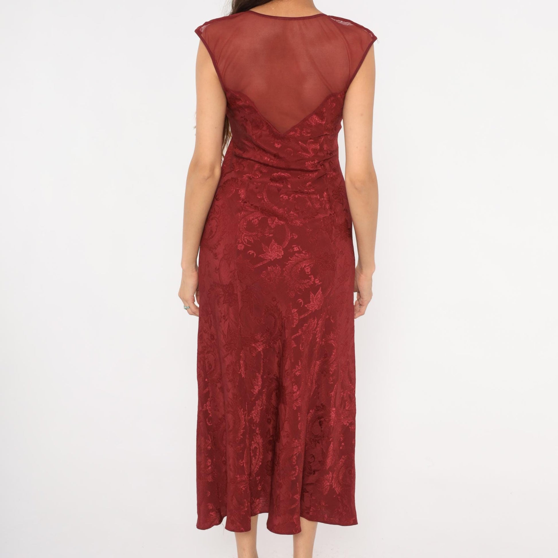 90s Victoria's Secret Burgundy Velvet Slip Dress Sweetheart Neckline Small S