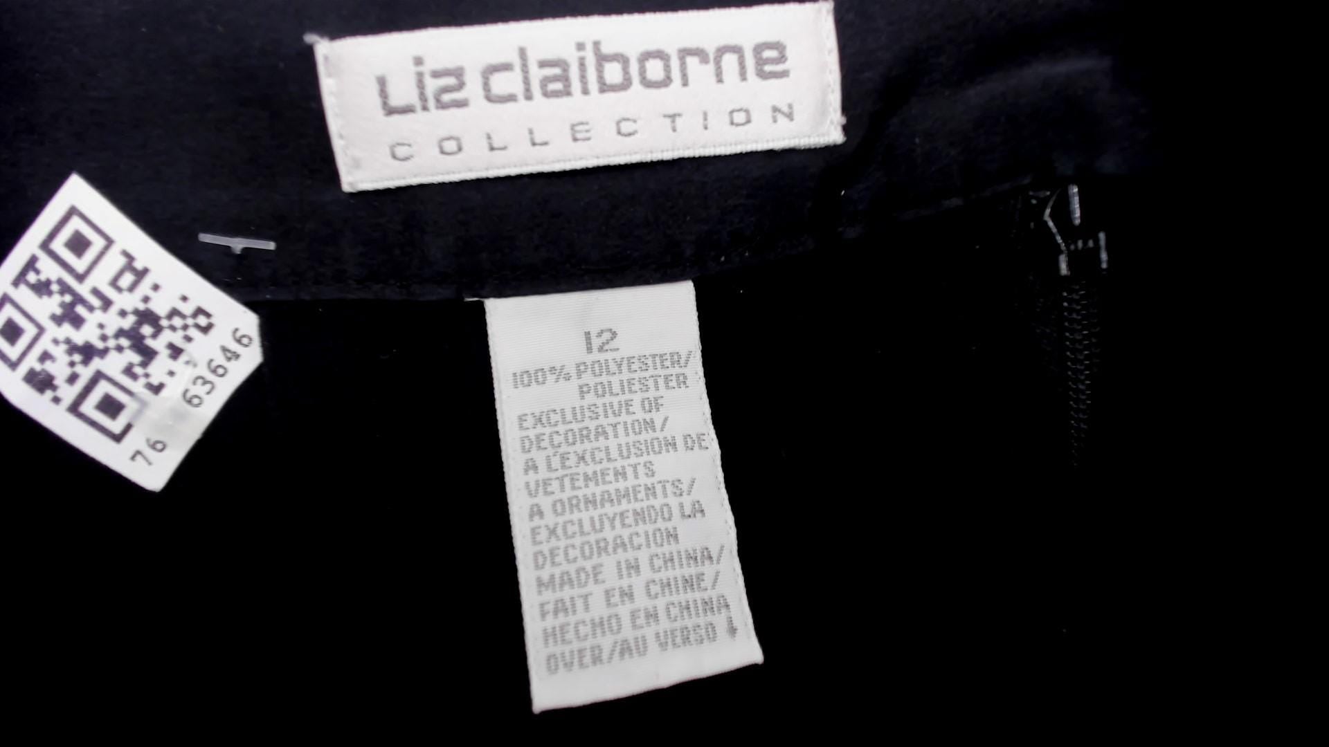 90s Liz Claiborne Black Pleated Knee Skirt A-Line Satin Waistband Large L