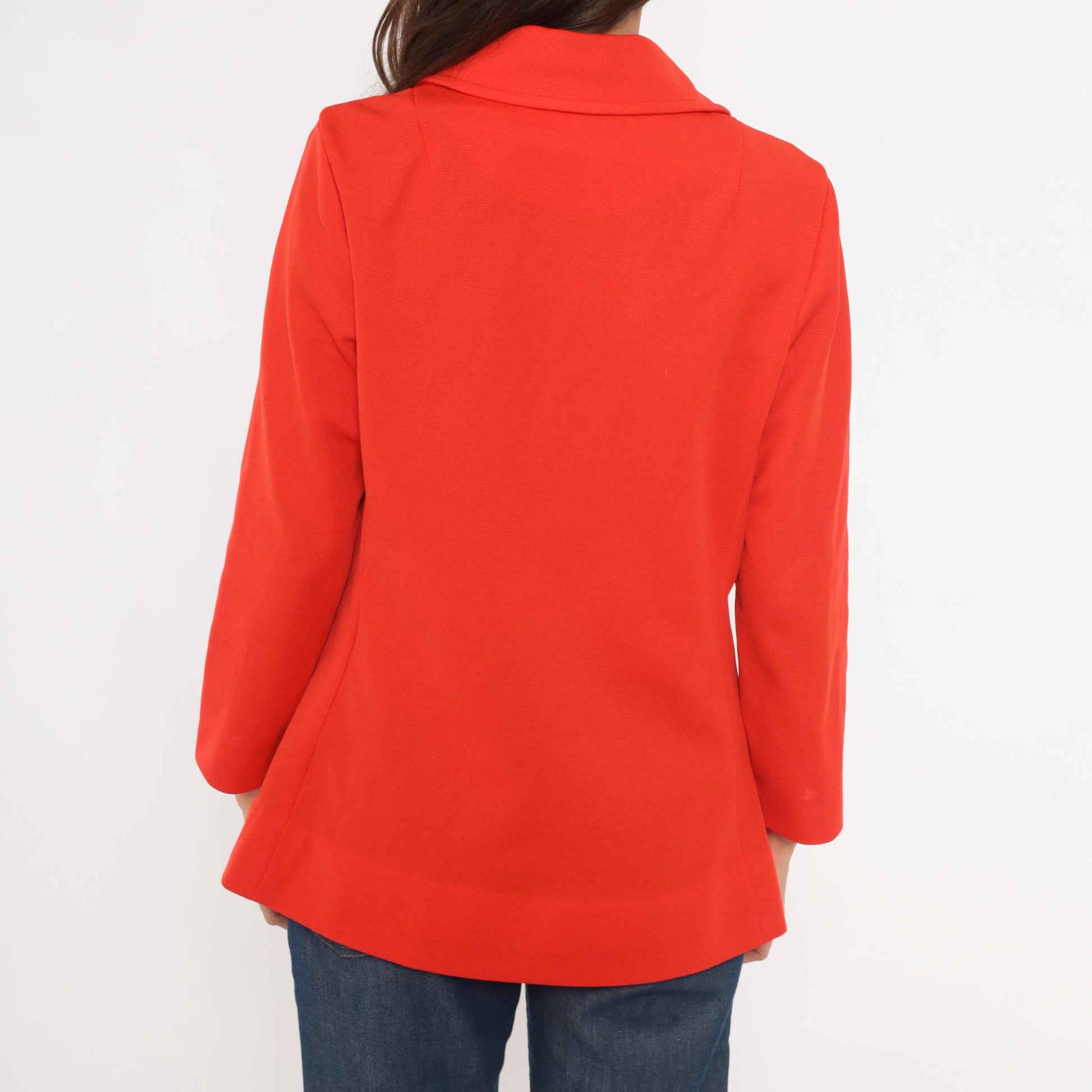 70s Bodin Knits Red Double Breasted Blazer Gold Buttons Medium M