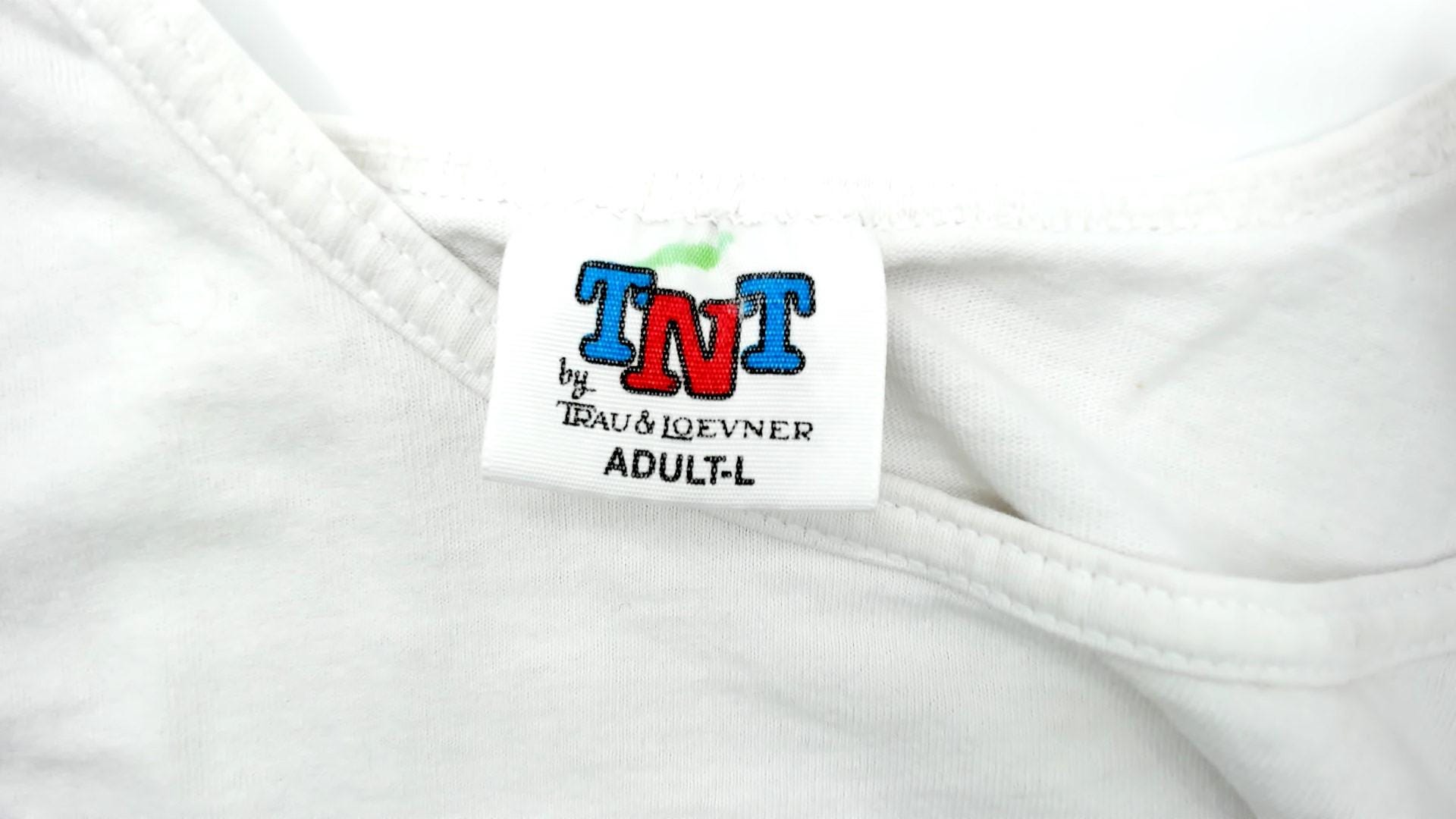 90s TNT No Blood No Foul Basketball Graphic Tank Top White Cotton Large L