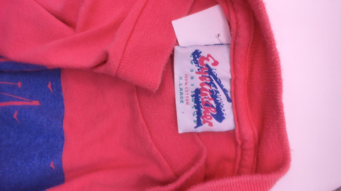 90s Eyecatcher Sportswear Cleveland Marina Tee Coral Pink Sailboat Graphic Extra Large XL