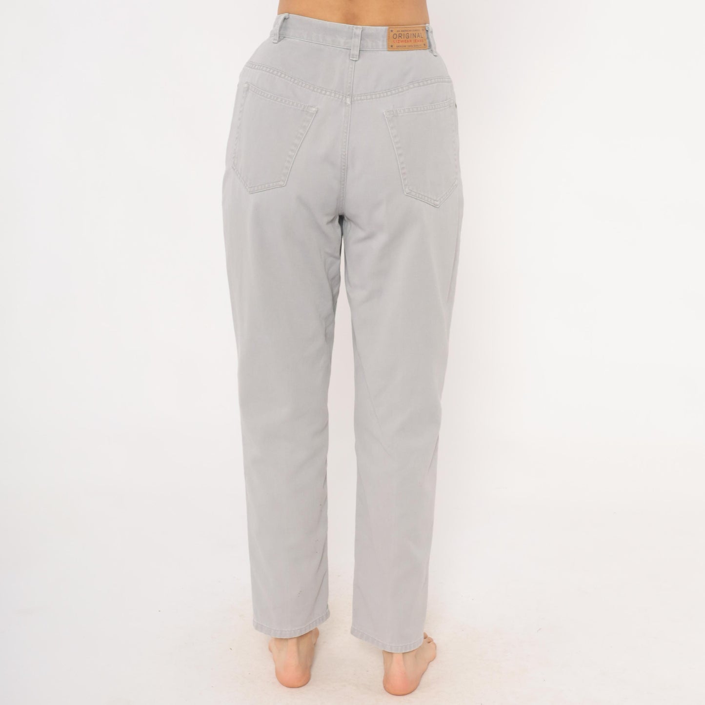 90s Liz Claiborne Grey High-Waisted Tapered Denim Jeans Small S
