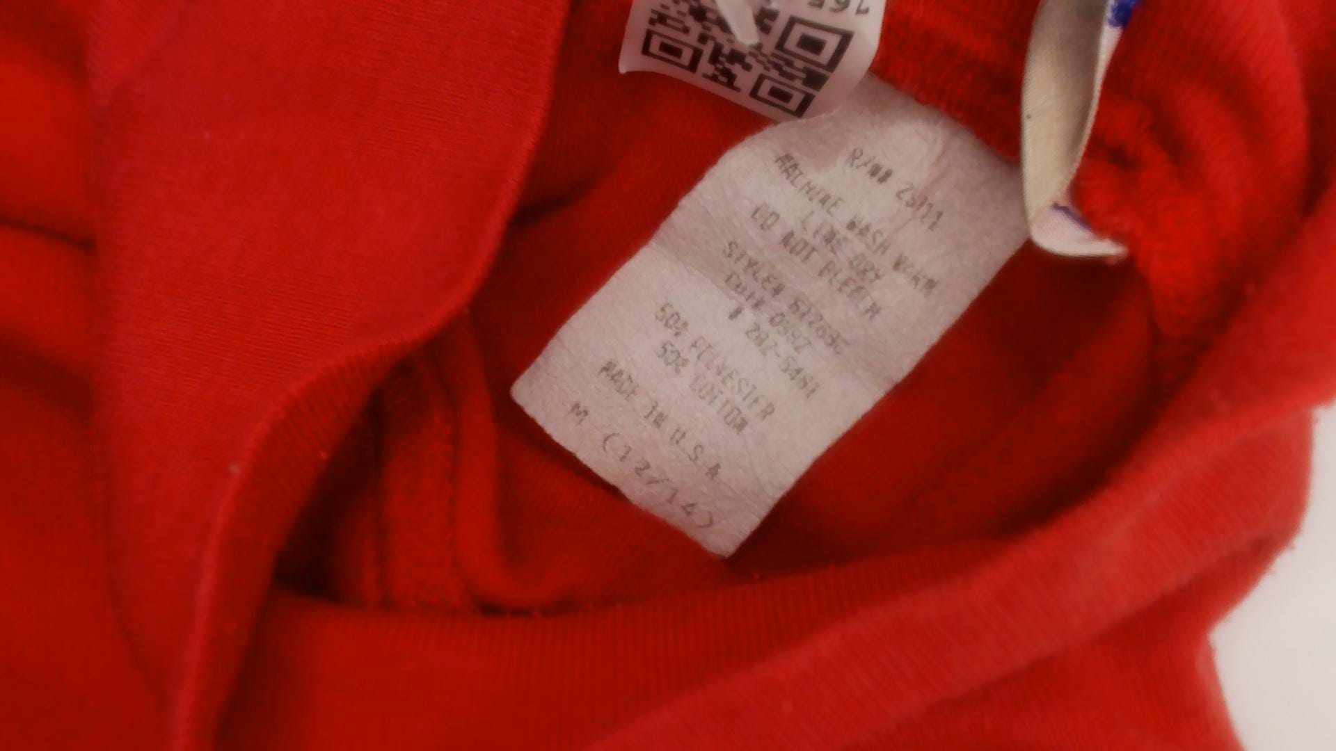 90s French Navy Red Mock Neck Cotton Tee Short Sleeve Medium M