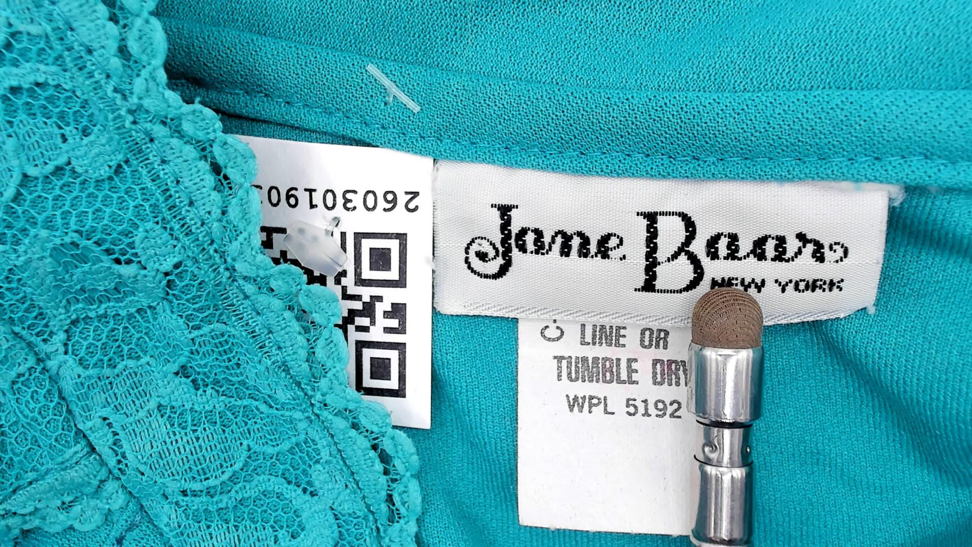 1970s Jane Baar Teal Knee-Length Dress Lace Collar Pintuck Bodice Small S