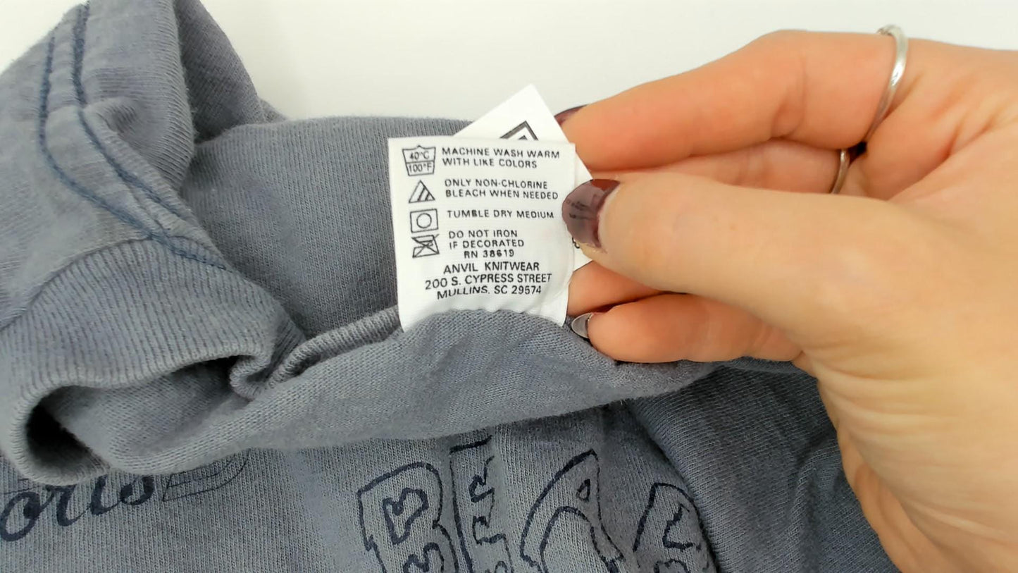 90s Anvil Polar Bear Run Graphic Tee Grey Cotton Long Sleeve Large L