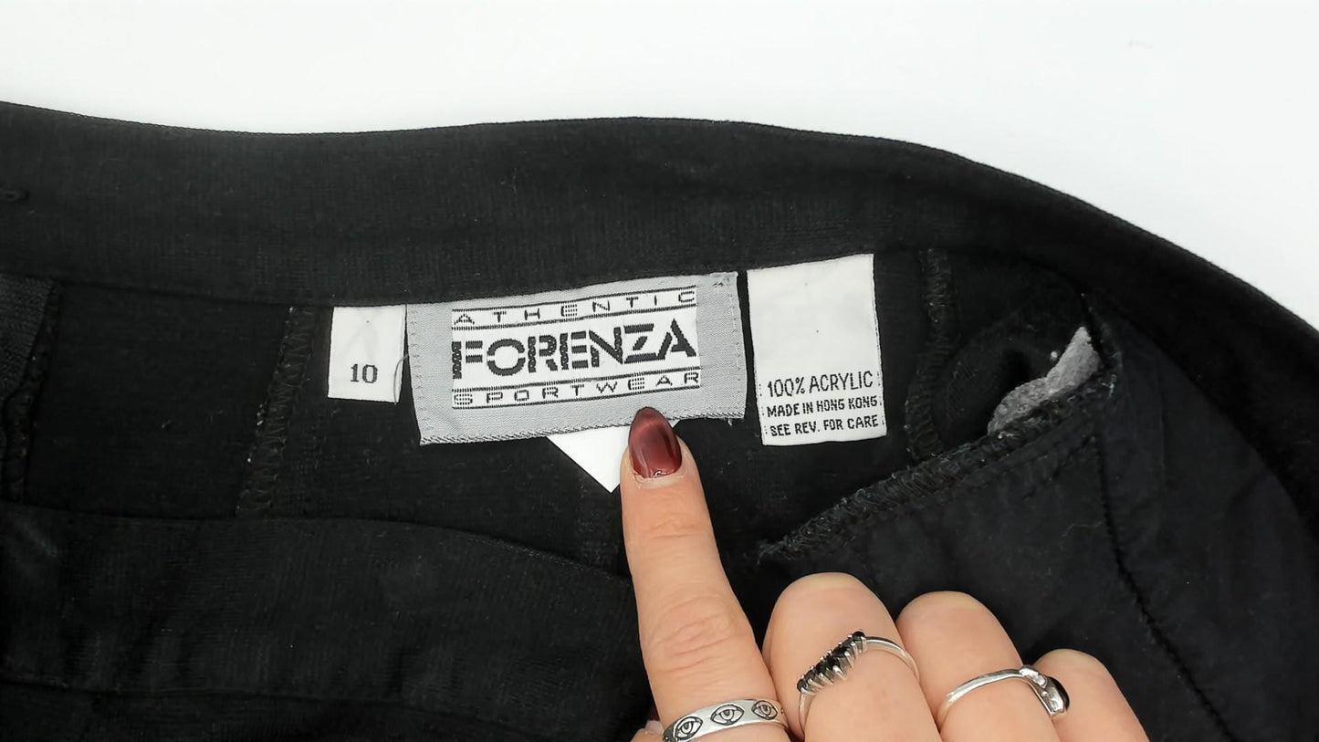 90s Forenza Black Pencil Skirt Knee Length Fitted Welt Pockets Medium