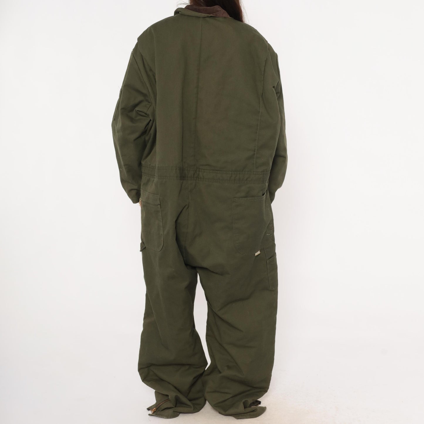 2000s Berne Apparel Olive Insulated Coveralls Brown Corduroy Collar Plus Size 3XL