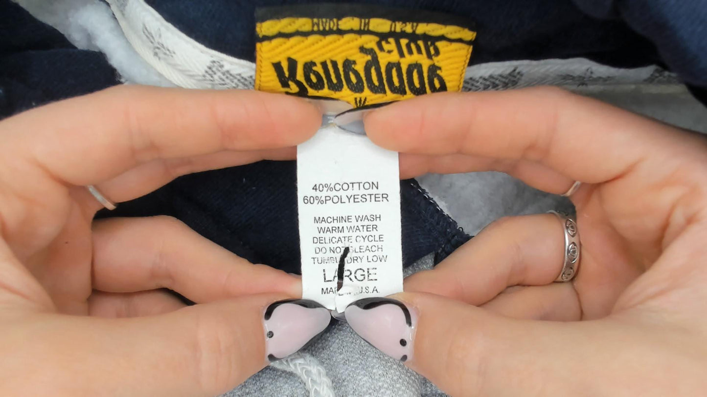 90s Renegade Club Okoboji Colorblock Sweatshirt Grey Navy Funnel Neck Large L