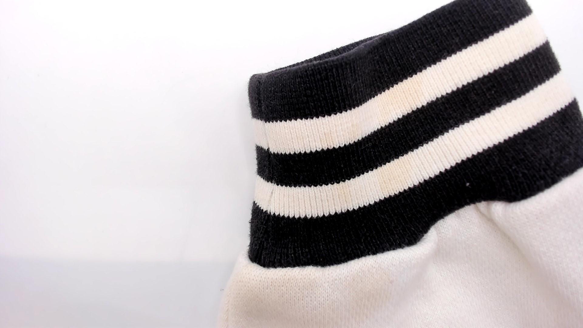 90s Mickey & Co Embroidered Crewneck Sweatshirt White Black Stripe Large