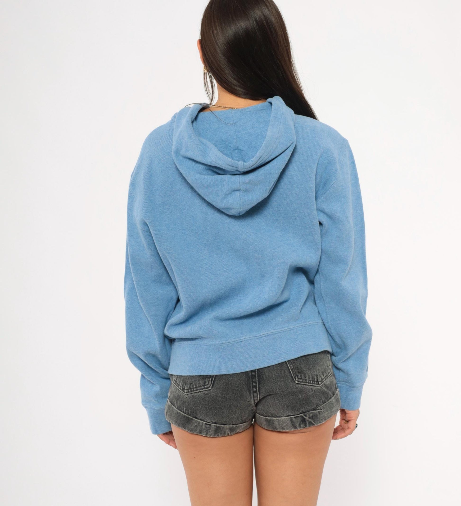 90s Polo Ralph Lauren Zip-Up Hoodie Sky Blue Cotton Medium M