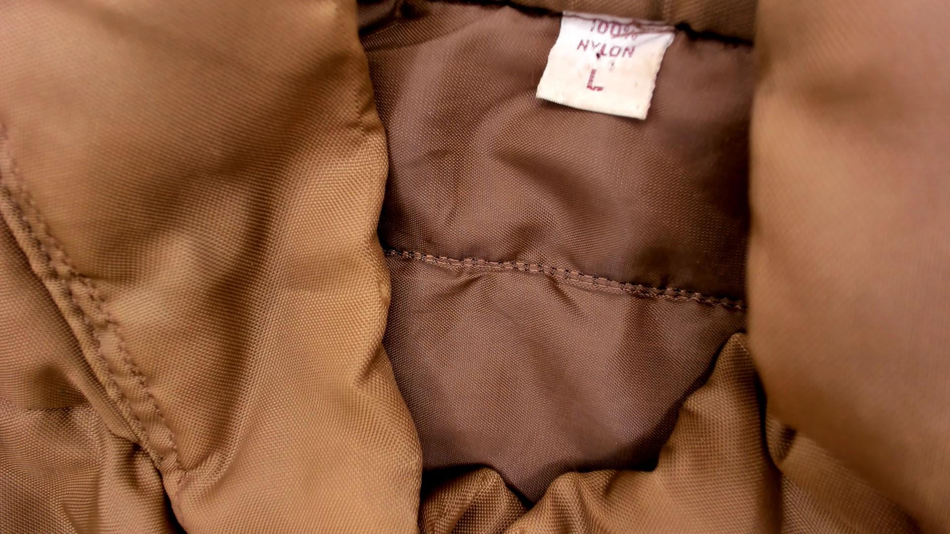 80s Brown Quilted Puffer Vest Snap Front Sleeveless Jacket Large L