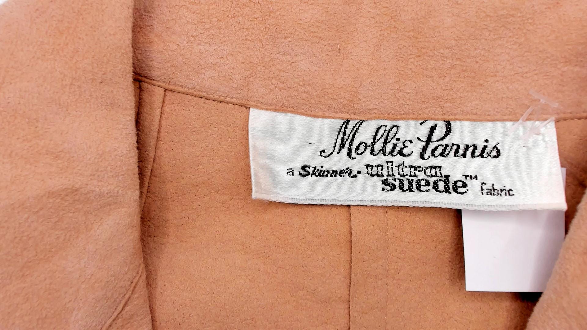 80s Mollie Parnis Tan Suede Blazer Patch Pocket Gathered Cuff Medium M