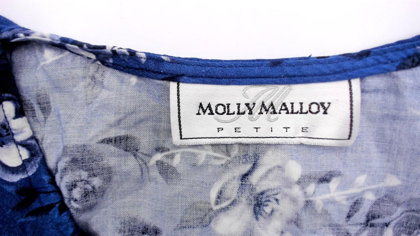 90s Molly Malloy Blue Floral Maxi Dress Sleeveless A-Line Small