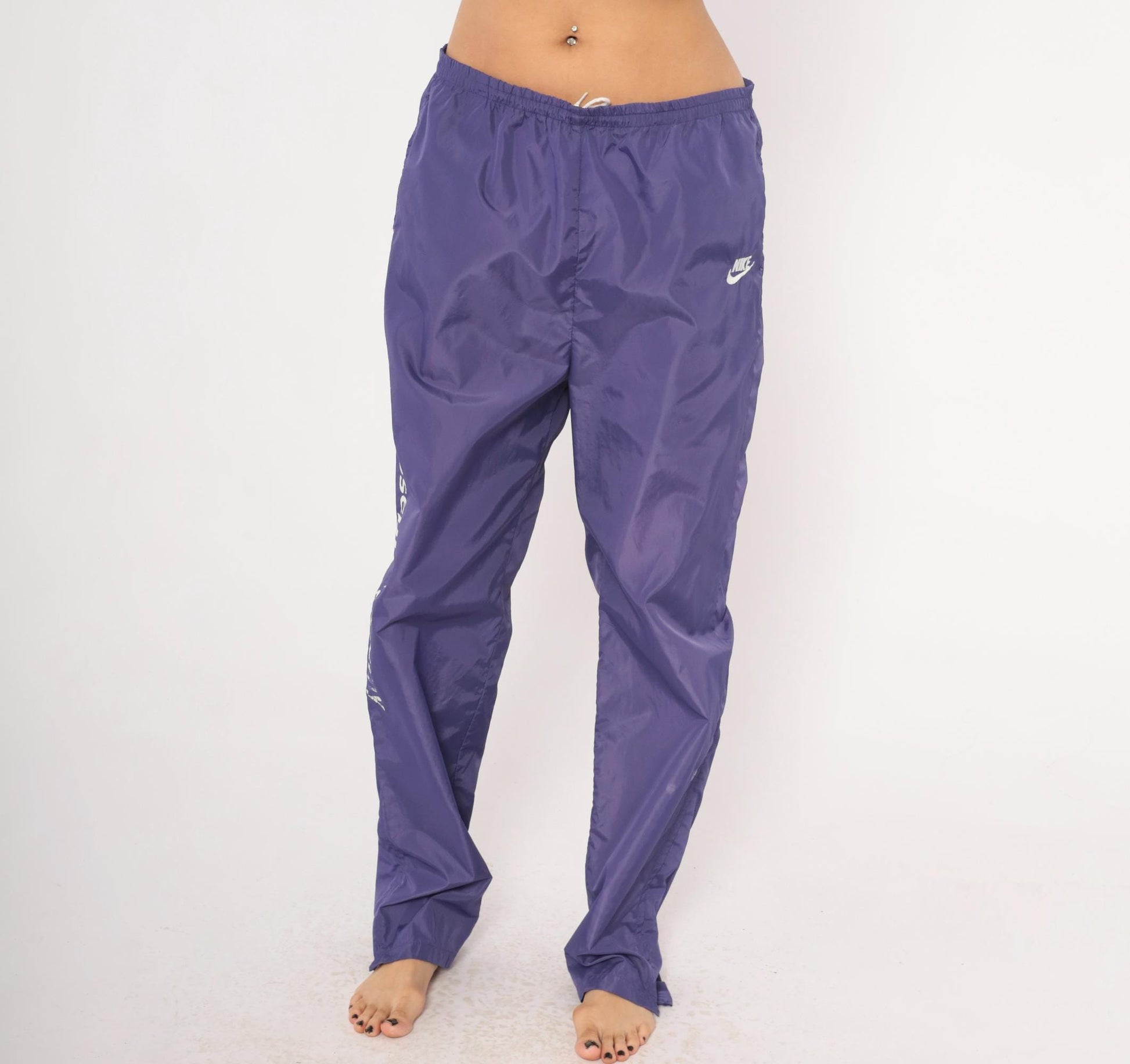 90s Nike Purple Nylon Windbreaker Pants Straight Leg Large L
