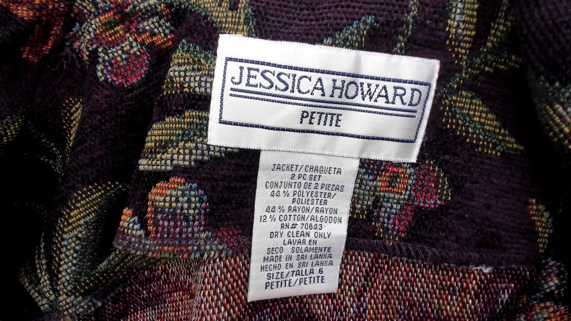 90s Jessica Howard Floral Tapestry Blazer Plum Botanical Woven Cropped Small S
