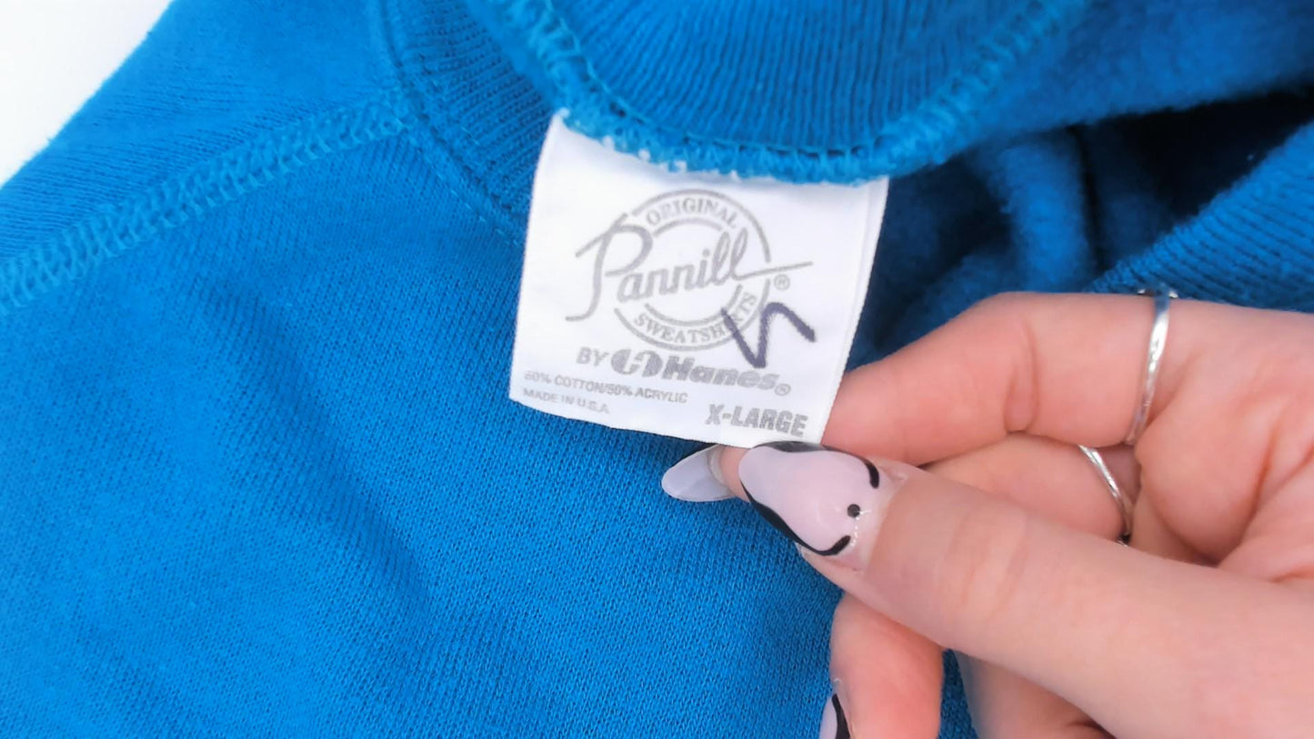 80s Pannil Teal Raglan Sweatshirt Crewneck Pullover Extra Large XL