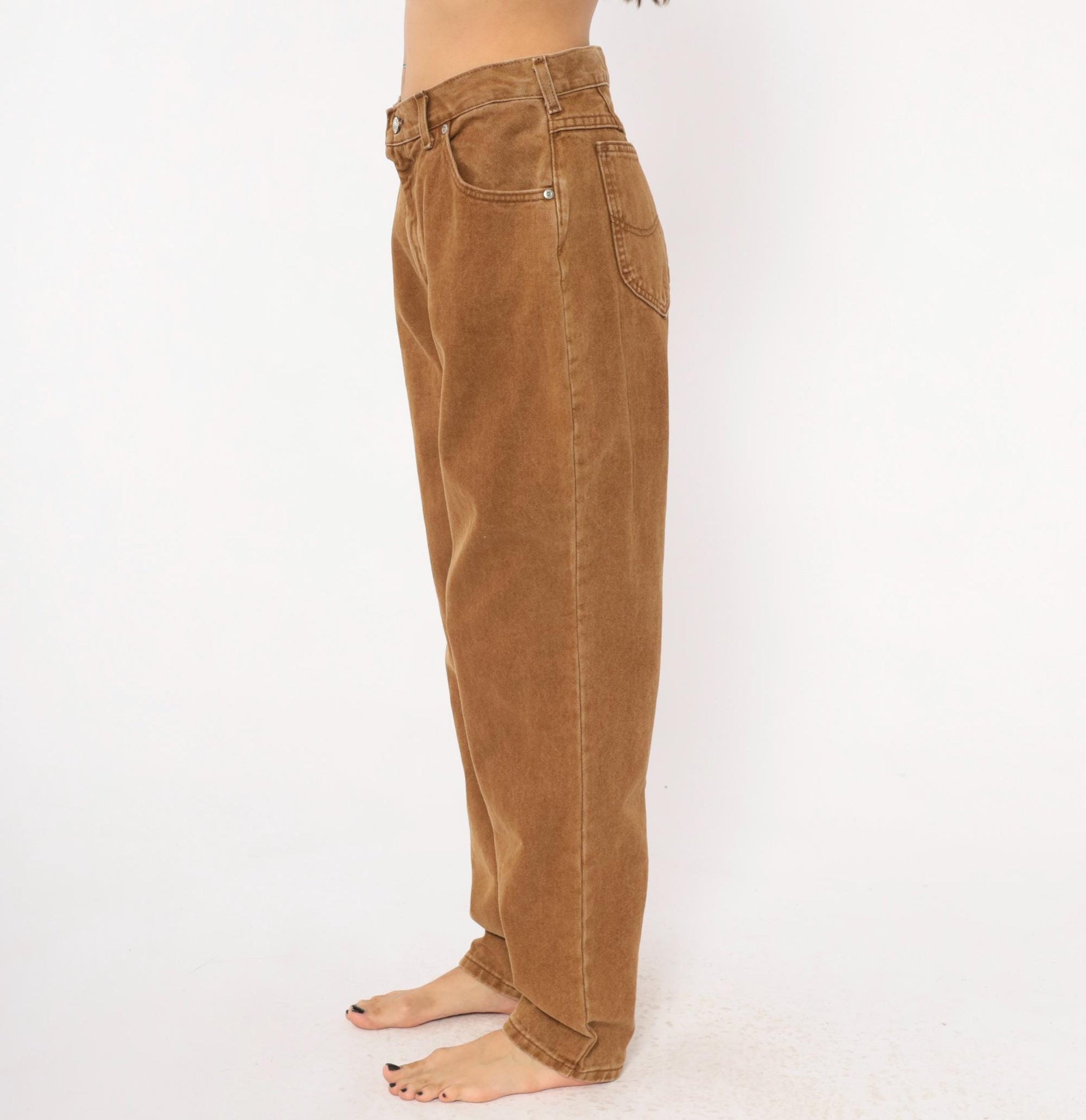 90s Lee Brown Tapered High-Waisted Jeans Denim Tan Cotton Medium M
