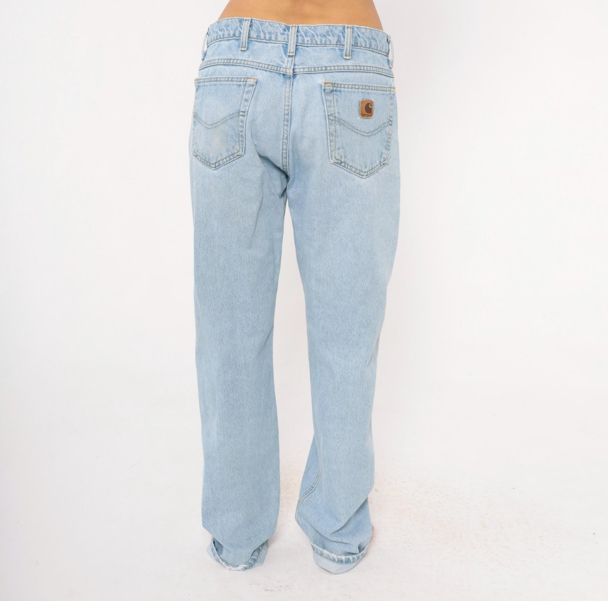 Y2K Carhartt Light Wash Straight Leg Jeans Cotton Denim 34x36