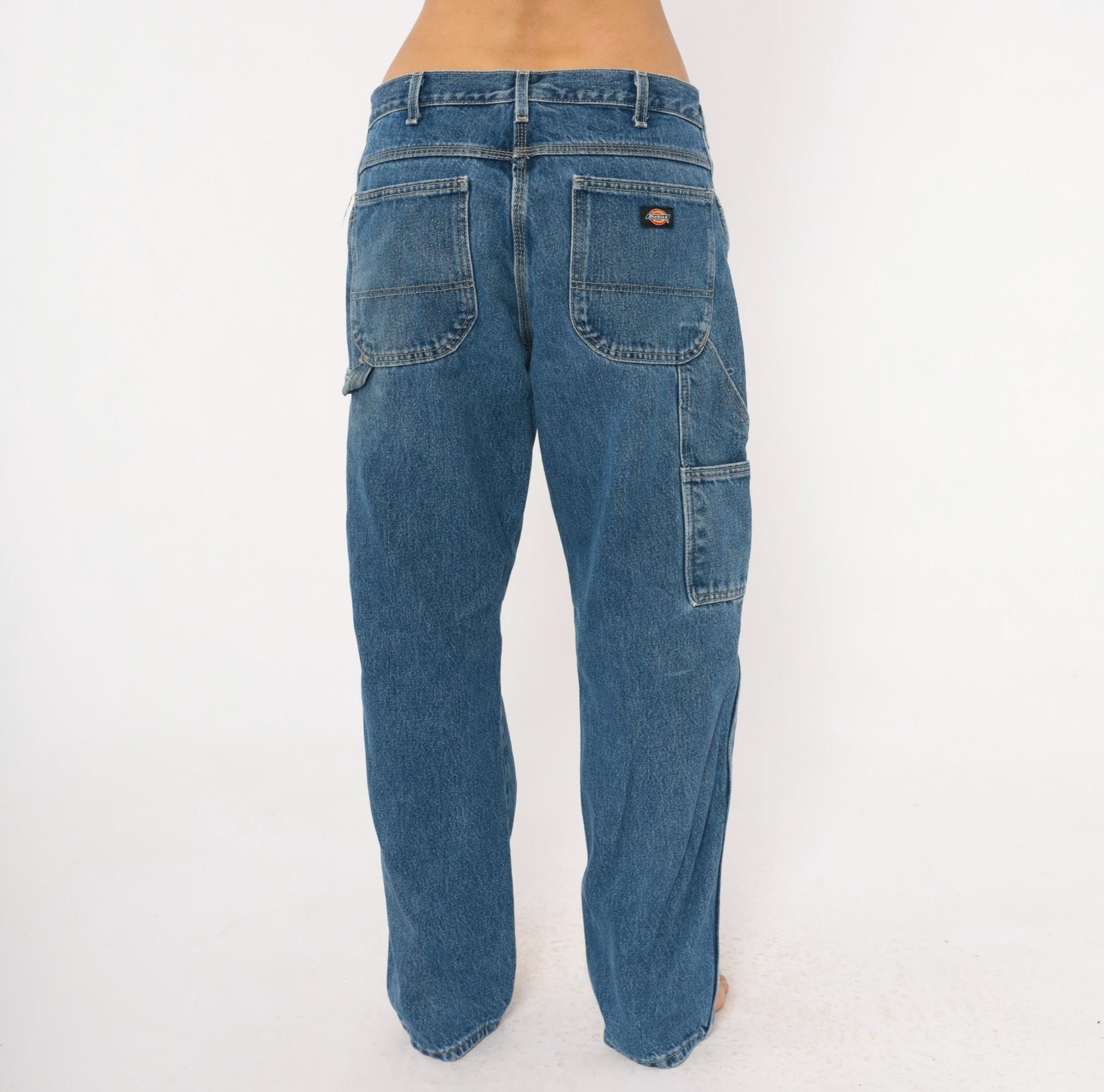 Dickies Carpenter Jeans 90s Cobalt Blue Denim Straight Leg Utility 33x32