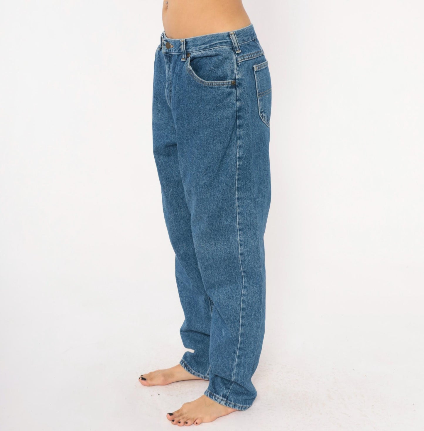 90s Riders Mom Jeans High Waisted Stonewash Blue Denim Straight Leg Medium M